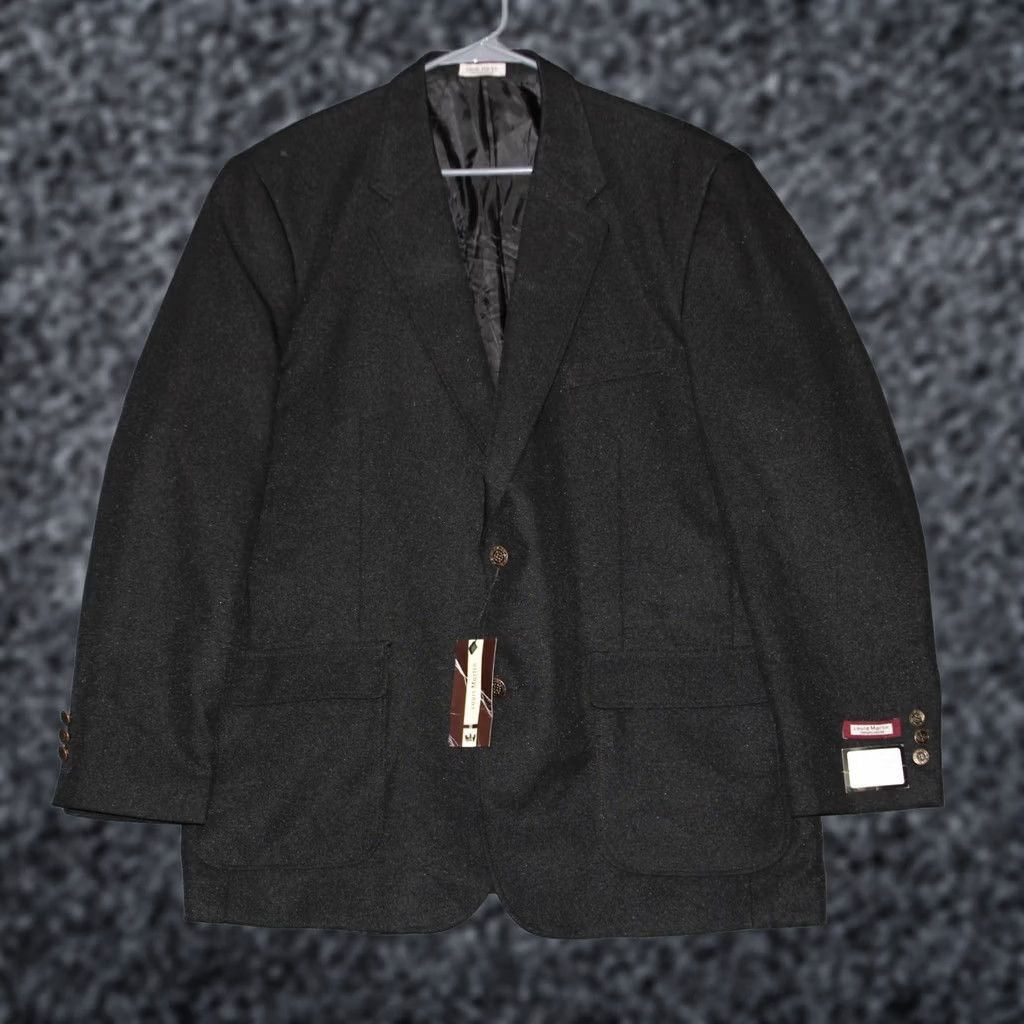 Vintage Louis Martin Jacket Mens 46 Black Blazer 46R Polyester Suit Coat Size 46R - 1 Thumbnail