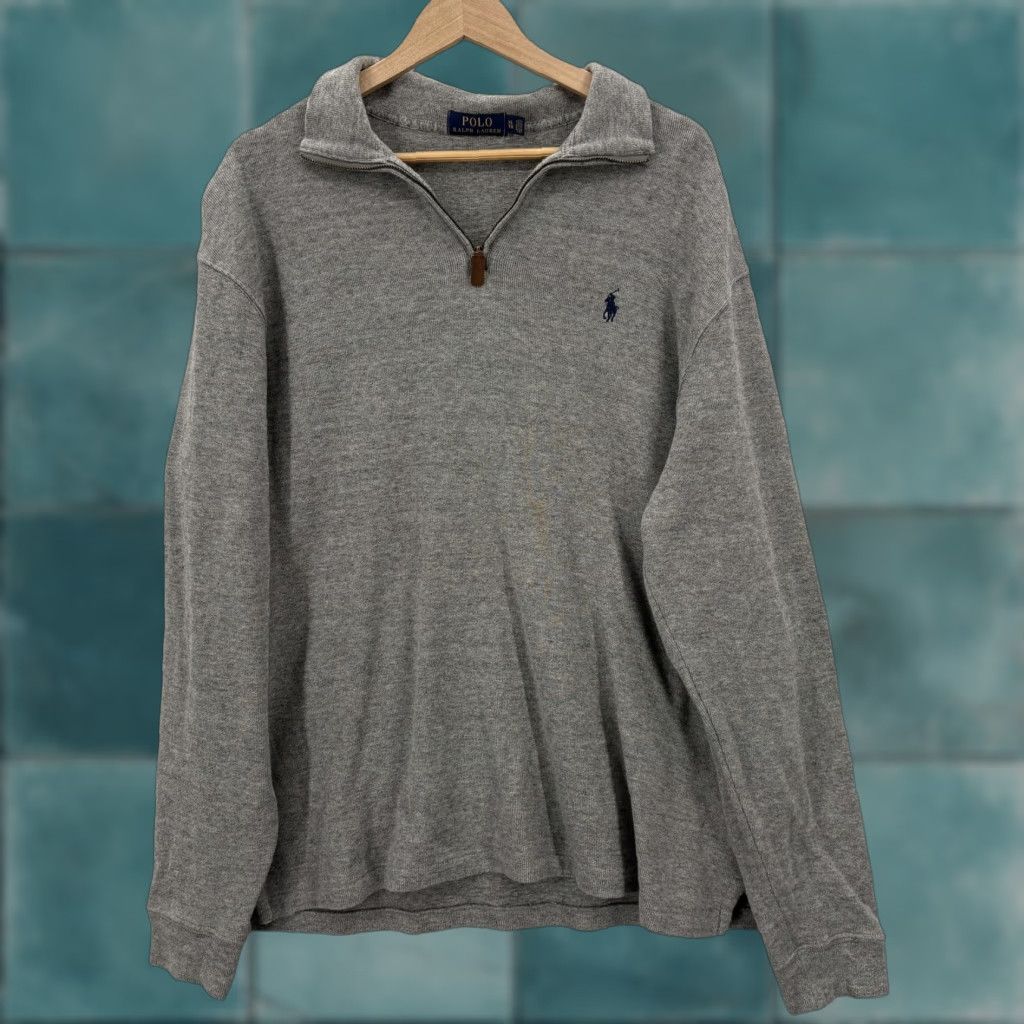 Polo Ralph Lauren Polo Ralph Lauren Sweater Shirt Mens XL Gray Cotton 1/2 Zip Collared Pullover Preppy Size US XL / EU 56 / 4 - 1 Thumbnail