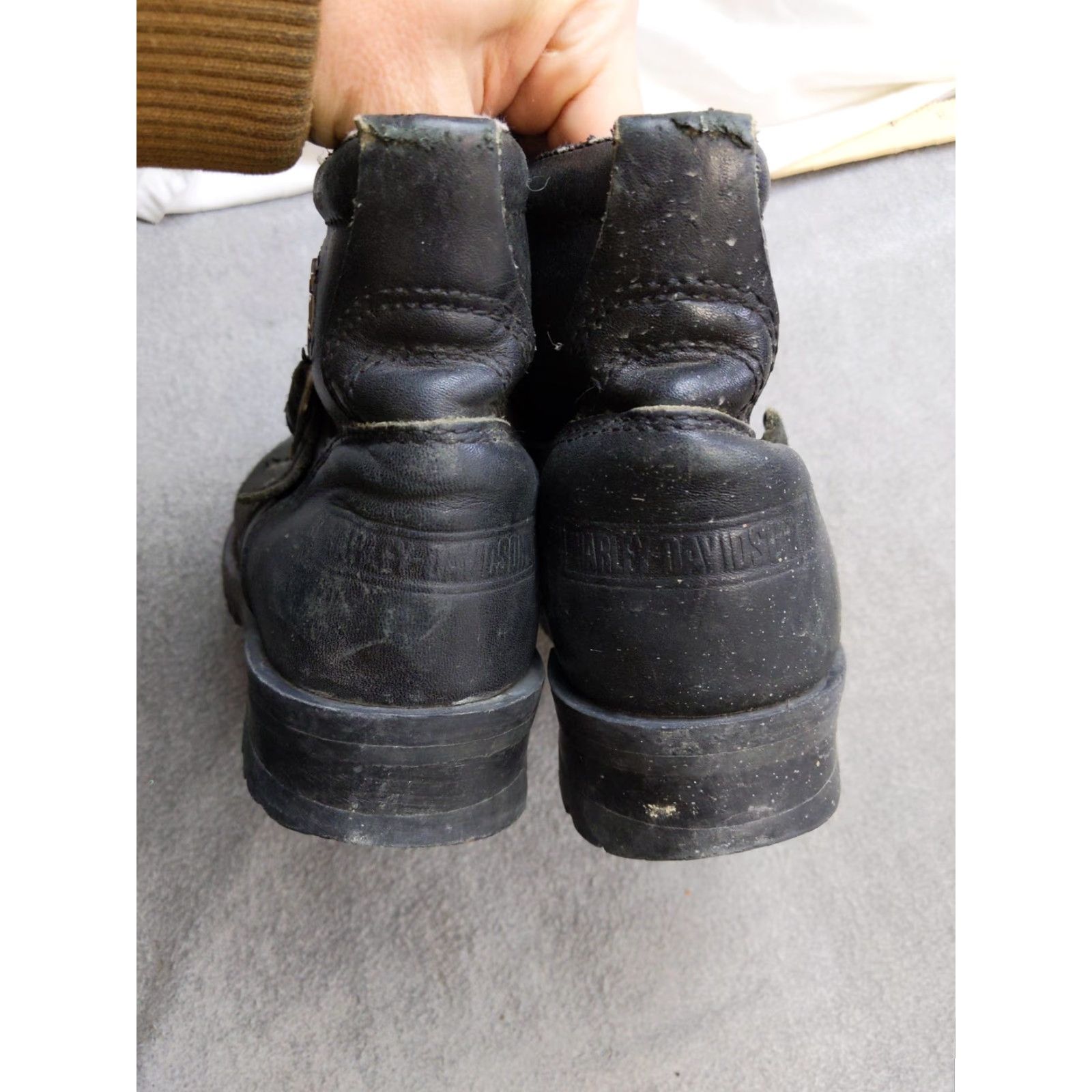 Harley Davidson Harley-Davidson Boots Mens 7.5 Black Leather Lace Up Biker Rubber Outsole Buckle Size US 8 / EU 41 - 7 Thumbnail