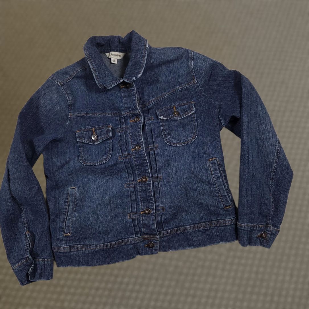 Vintage VINTAGE St Johns Bay Jacket Womens XL Blue Denim Jean Button Front Casual Pockets Size 40" / US 18 - 1 Thumbnail