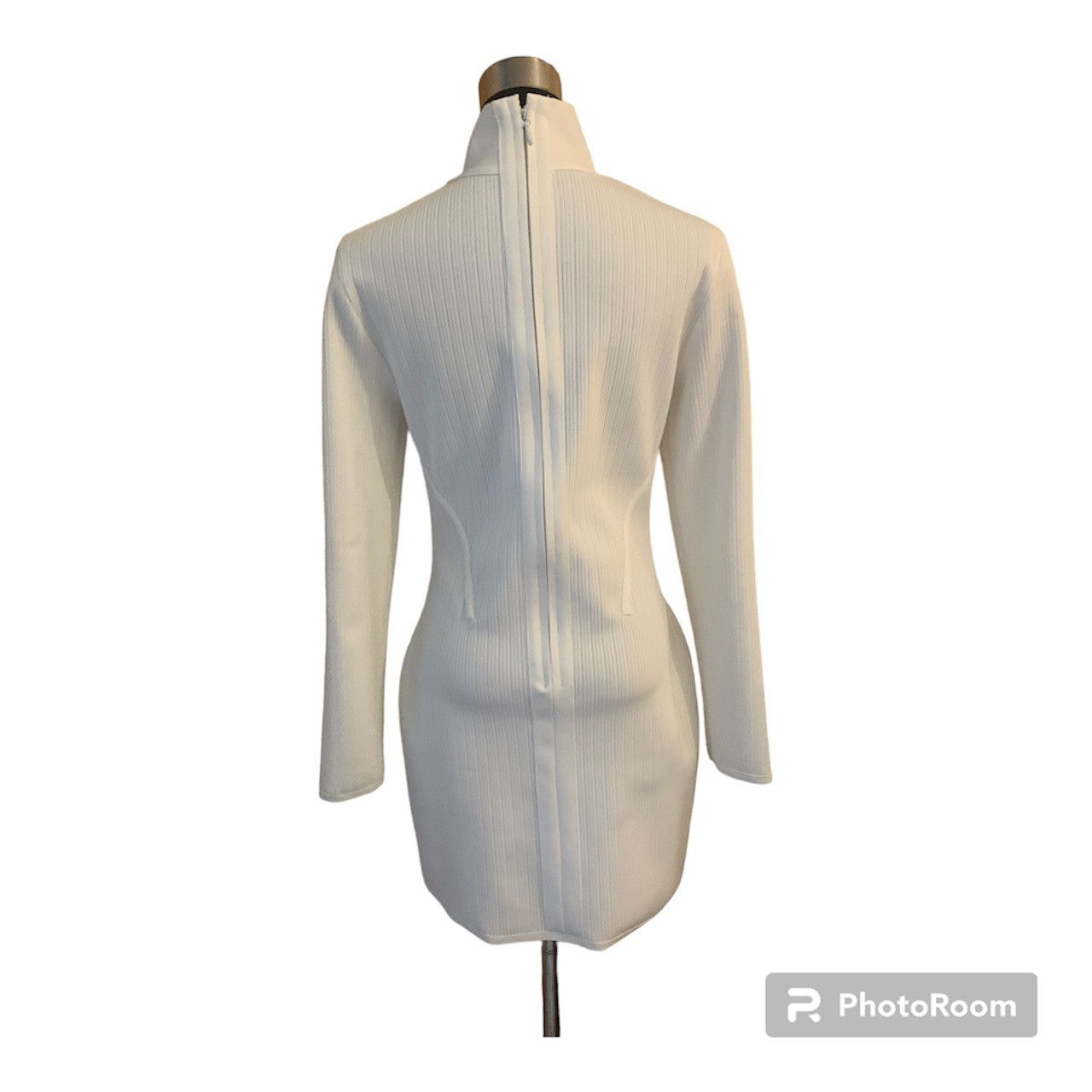 Designer White Cut Out Bodycon Mini Dress Size M / US 6-8 / IT 42-44 - 12 Thumbnail