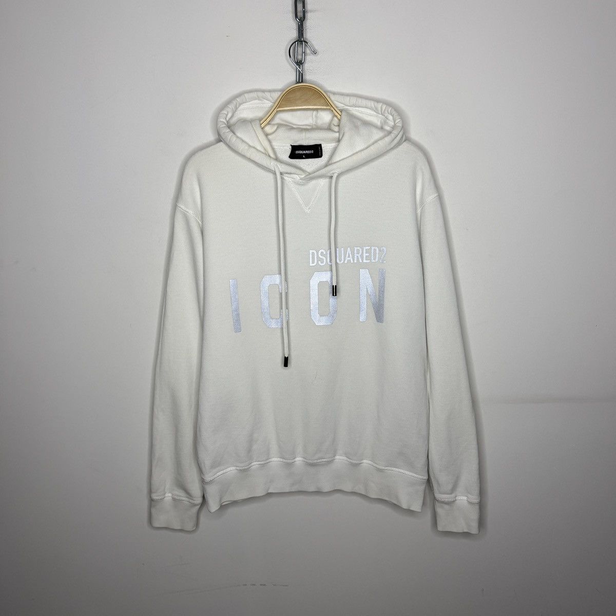 Dsquared2 Vintage White Sweatshirt Hoodie Print Big Logo Dsquared2 Size US L / EU 52-54 / 3 - 1 Thumbnail