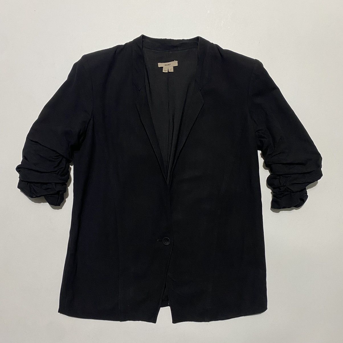 image of Helmut Lang - Wrinkled Sleeves Black Blazer, Women's (Size XS)