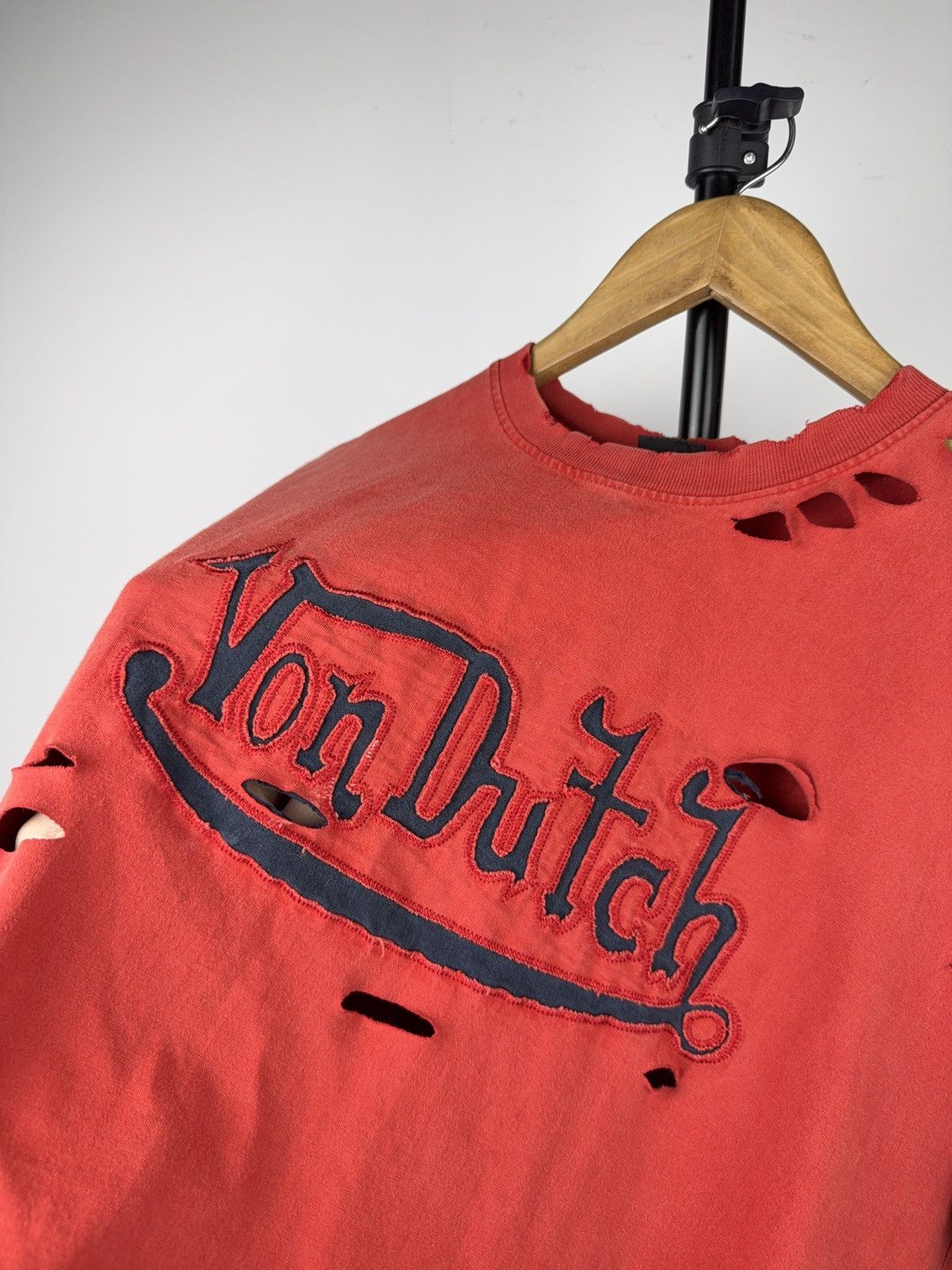 Von Dutch Von Dutch Faded Distressed Logo T Shirt Y2K Biker Grunge XL Size US XL / EU 56 / 4 - 12 Thumbnail