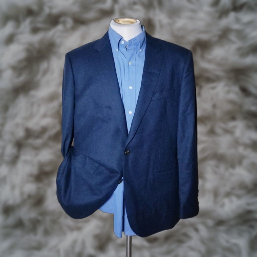J.Crew J Crew Blazer Shirt Wool Flannel Blue 44R VBC J.CREW Notch Lapel Single-Breasted Two-Button Regular Mens Blazer Jacket Size 44R - 1 Thumbnail