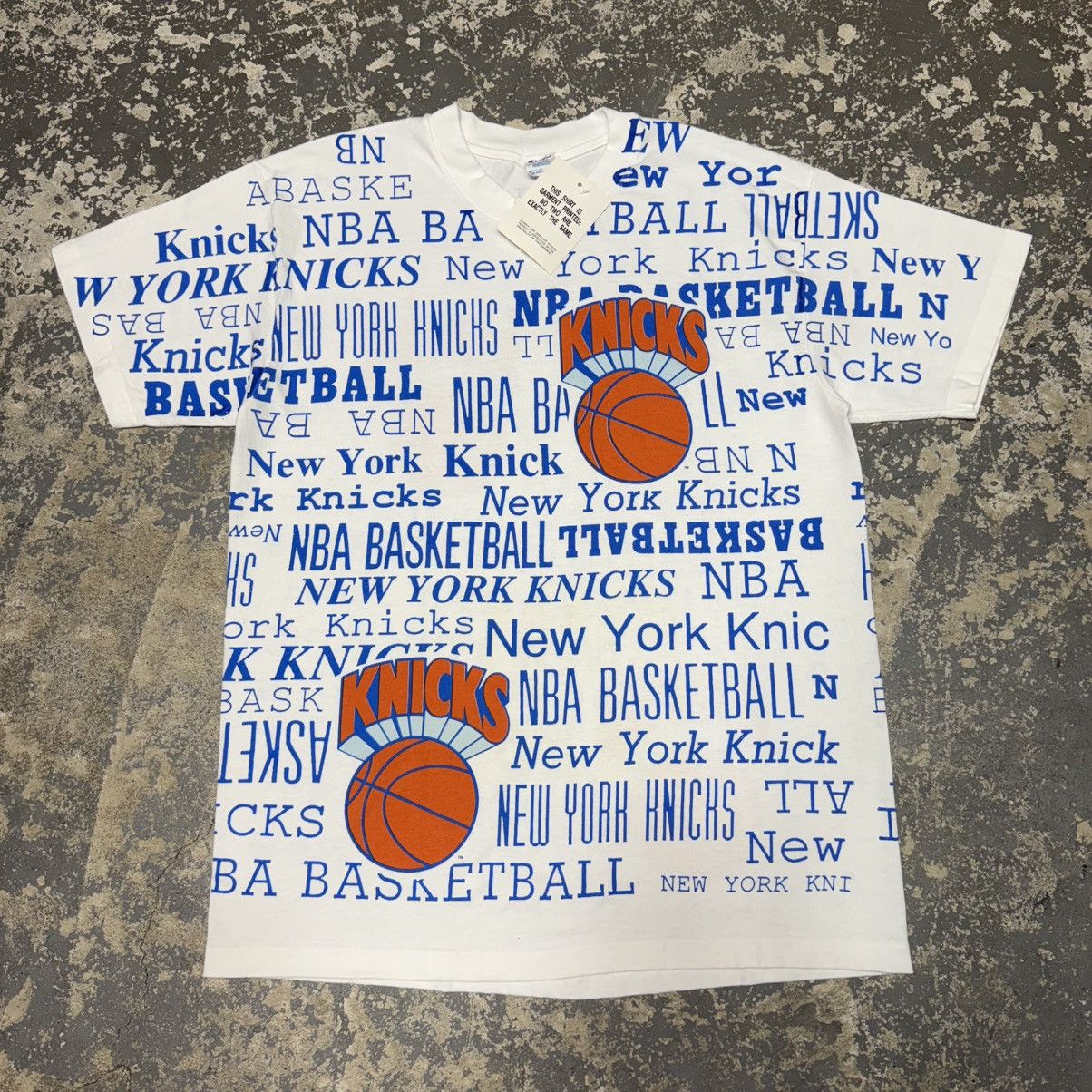 Vintage New York Knicks Champion NBA AOP 90s Tshirt NWT
