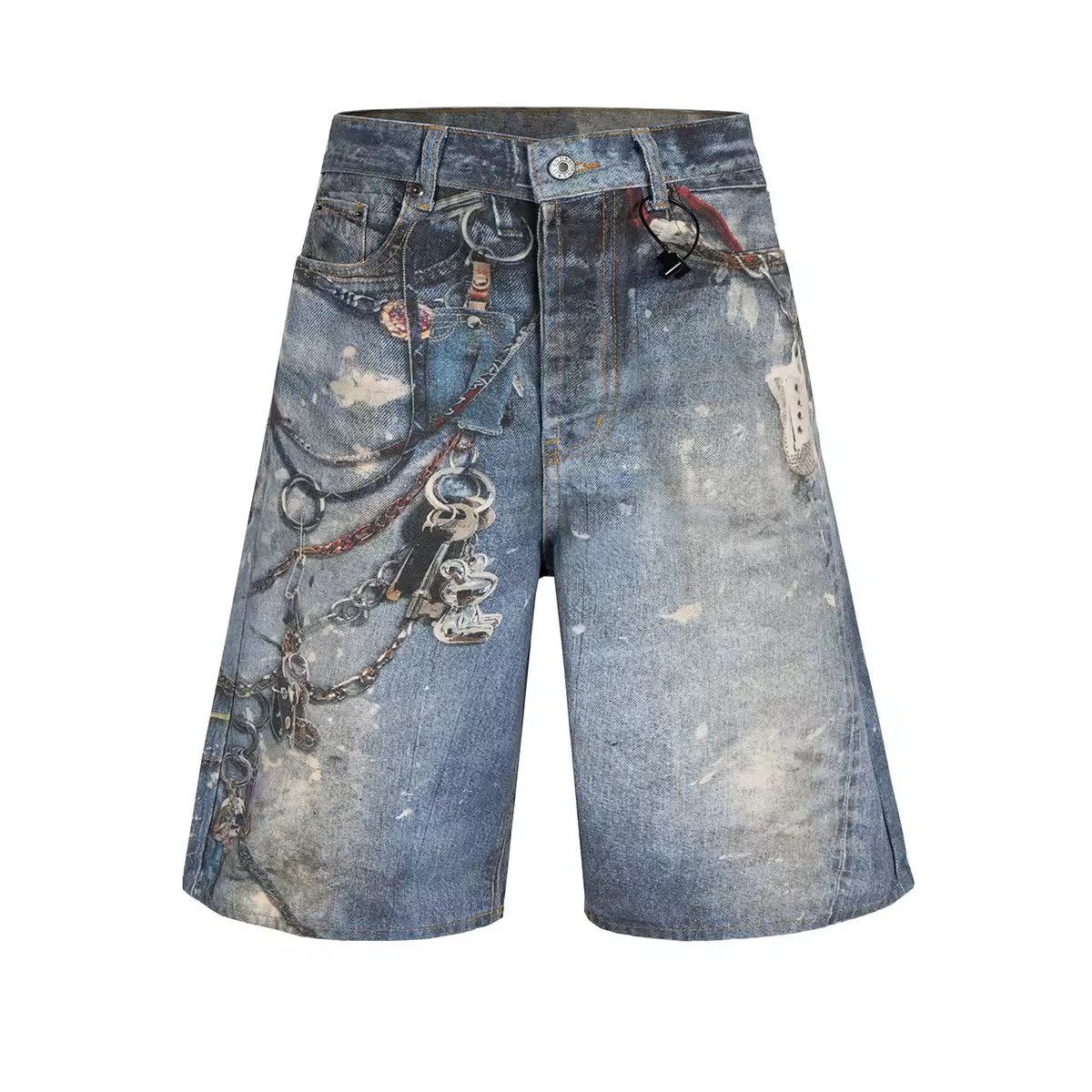 Jean × Vintage Streetwear 3D Print Jeans Shorts Size US 31 - 2 Thumbnail