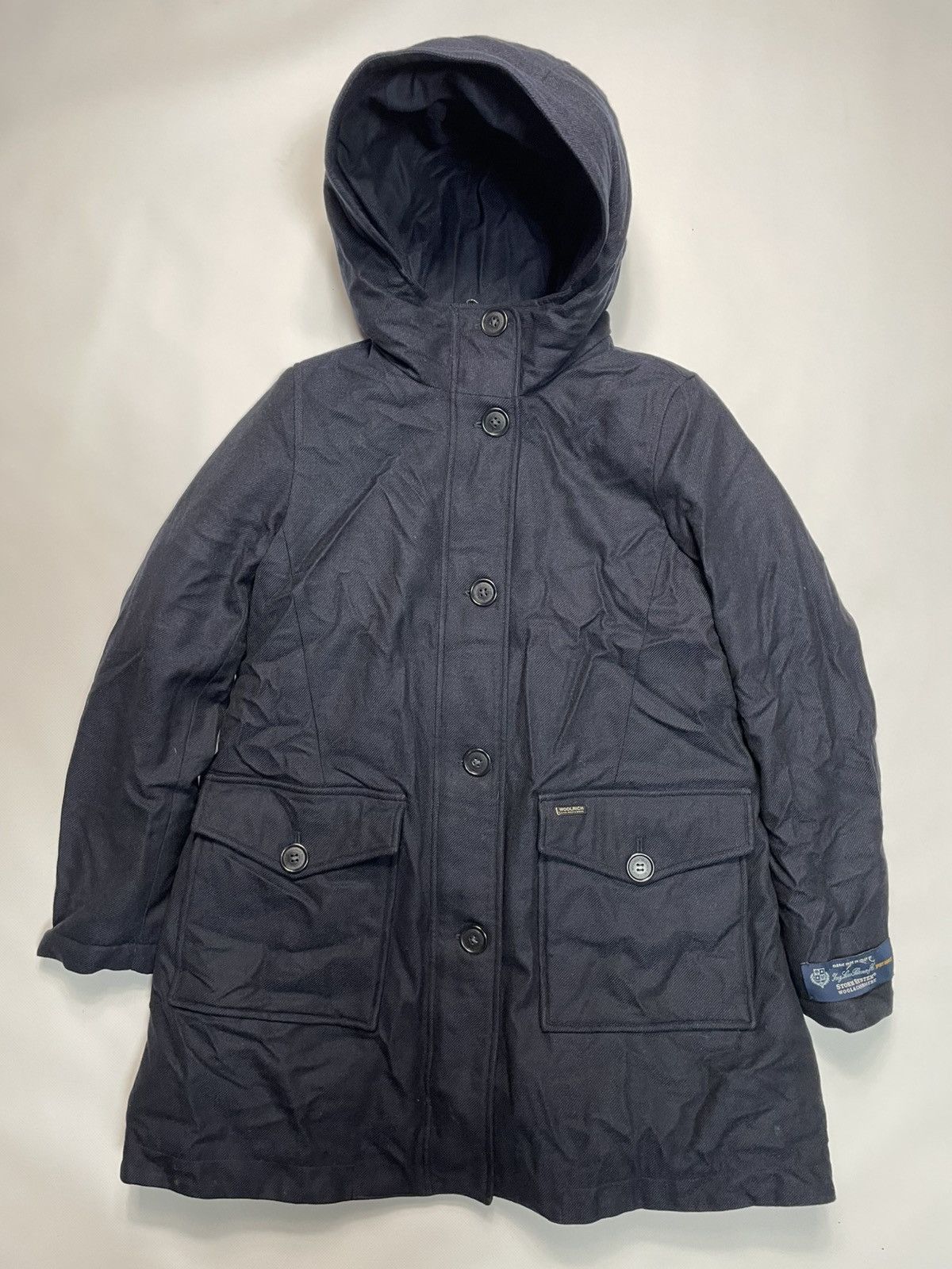 Woolrich Woolen Mills Woolrich x Loro Piana Navy Blue Wool Blend Hooded Parka XS Size XS / US 0-2 / IT 36-38 - 1 Thumbnail