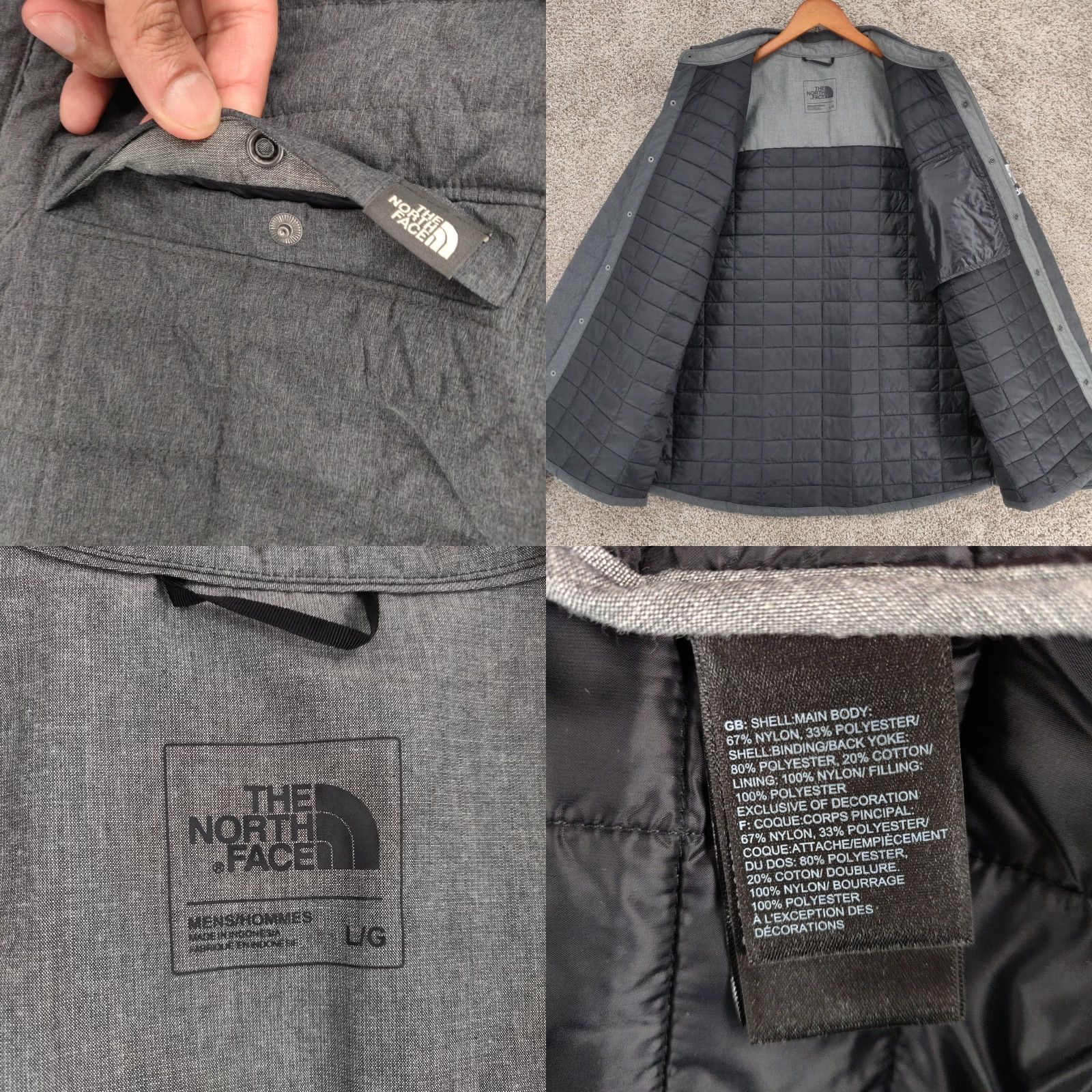 The North Face The North Face Thermoball Shirt Jacket Men’s Large Gray Button Up Outdoor Size US L / EU 52-54 / 3 - 8 Thumbnail