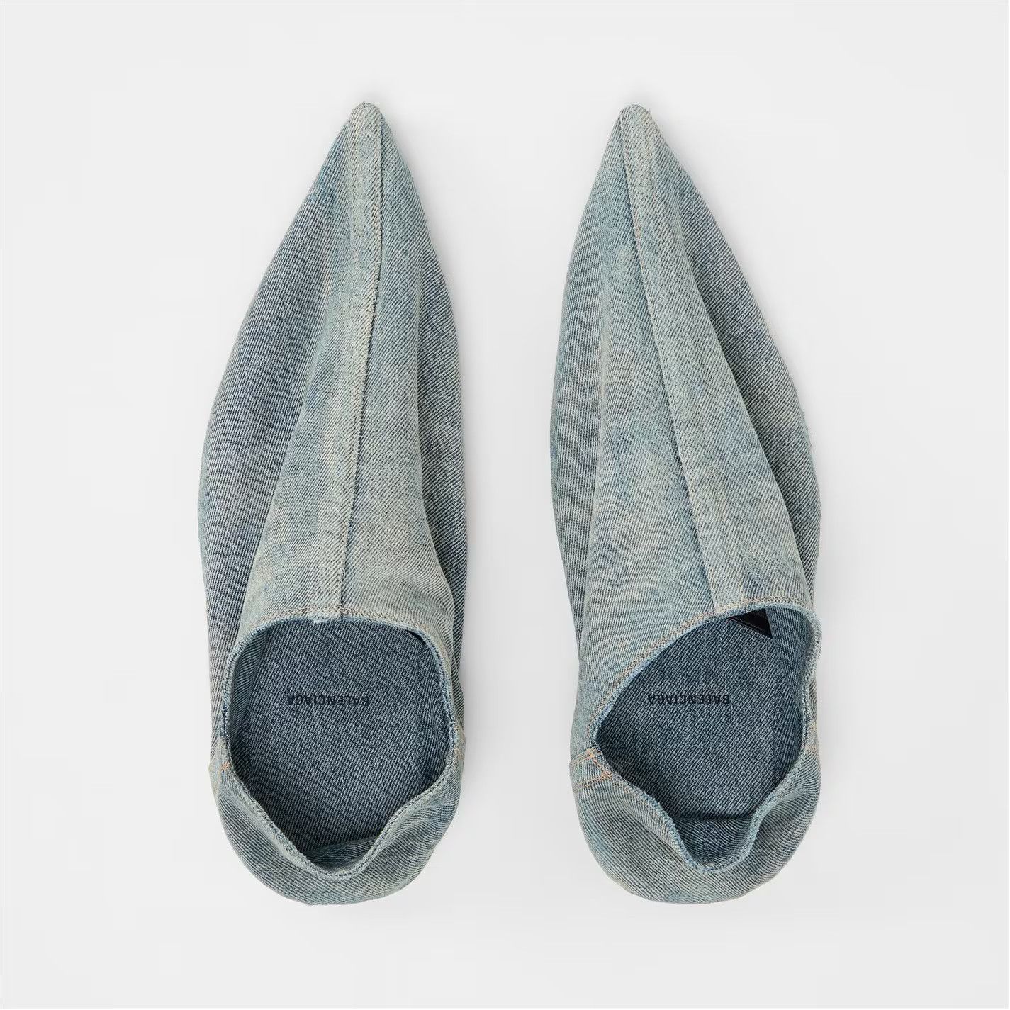 Balenciaga o1g2r1mq0226 Pointed Denim Slip-On Mules In Blue Size US 8 / EU 41 - 4 Thumbnail