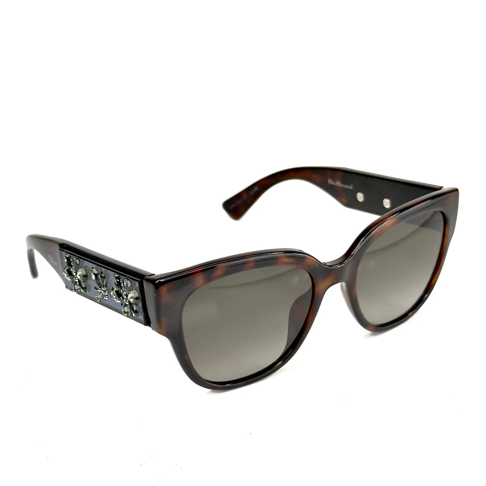 Christian Dior Monsieur CHRISTIAN DIOR MERCURIAL Brown Havana Crystal Sunglasses Size ONE SIZE - 6 Thumbnail