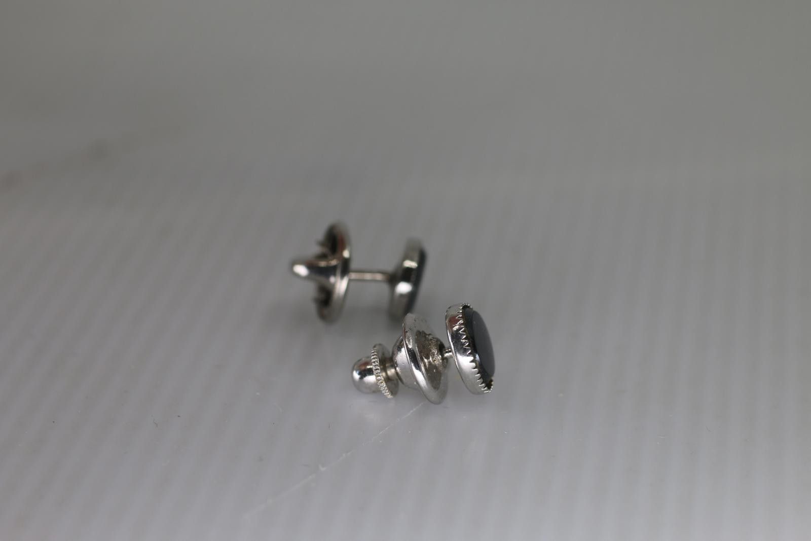 The Unbranded Brand Vintage Silver-Tone Black Stone Cufflinks Classic Rnd Design Size ONE SIZE - 2 Thumbnail