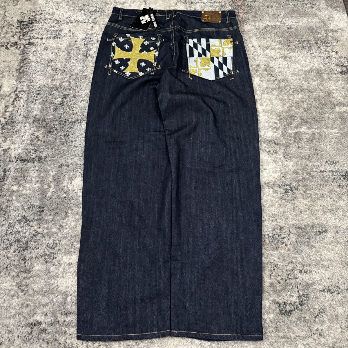 Affliction × JNCO × Vintage Vintage y2k Royal blue Cybergoth cross baggy wide leg jeans Size US 38 / EU 54 - 1 Thumbnail