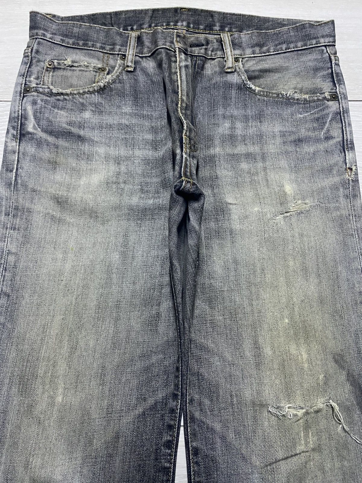 Undercover × Uniqlo Vintage Uniqlo B002 Grey Denim Distressed Flare Bootcut Jean Size US 33 - 3 Thumbnail