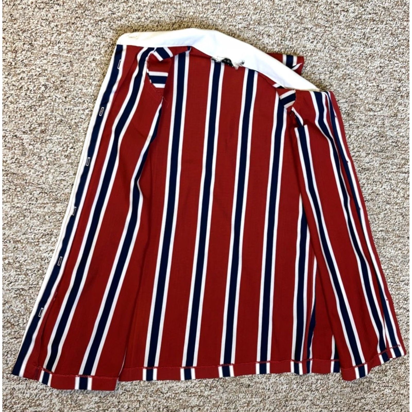 Vintage VINTAGE 1990s Dan Howard Red Striped Maternity Collared Blouse Cottagecore Sz 12 Shirt Womens Size M / US 6-8 / IT 42-44 - 2 Thumbnail