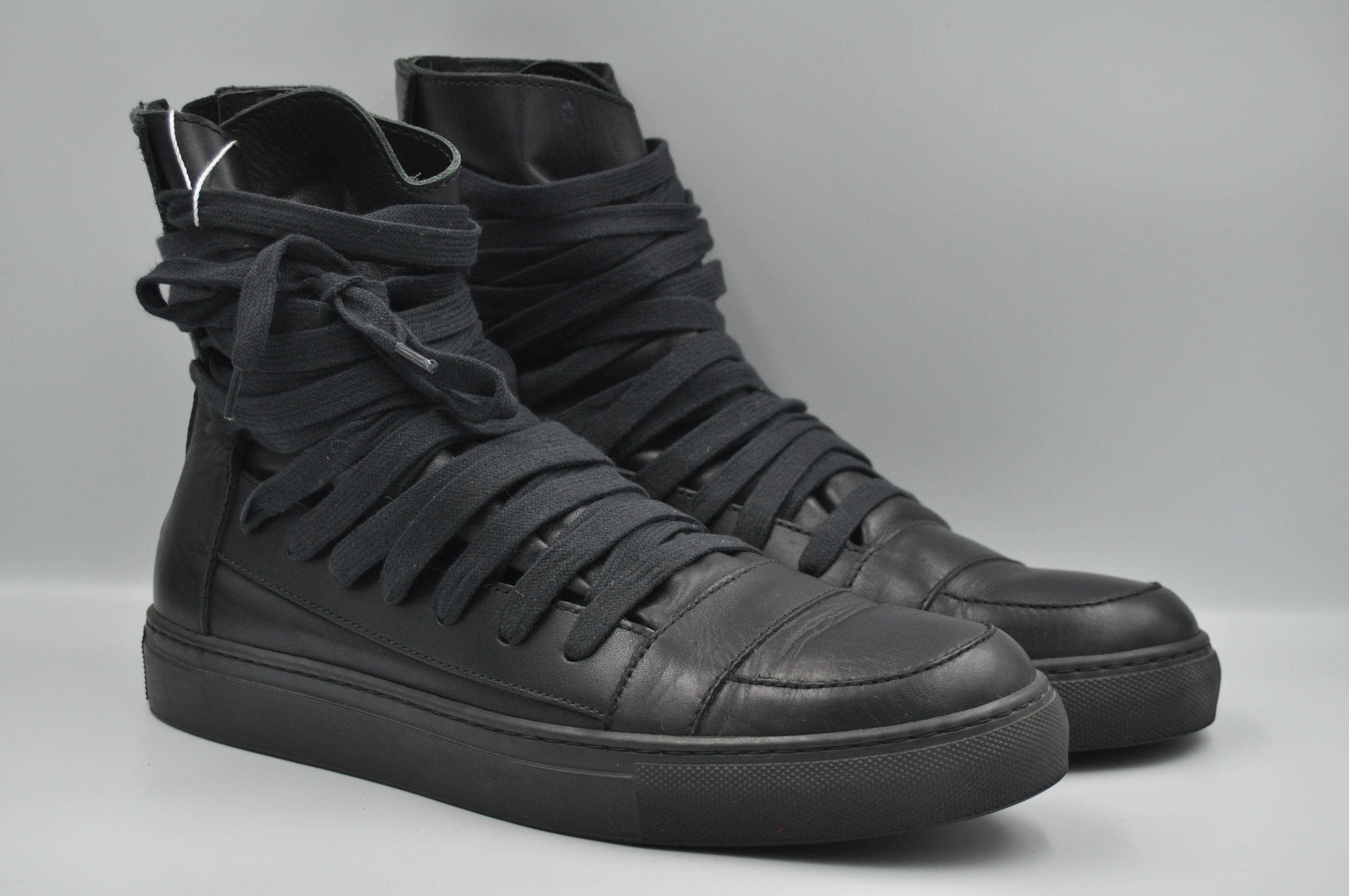 image of Kris Van Assche - S/s 13 - Multi-Lace High-Top Sneakers in Black, Men's (Size 9)