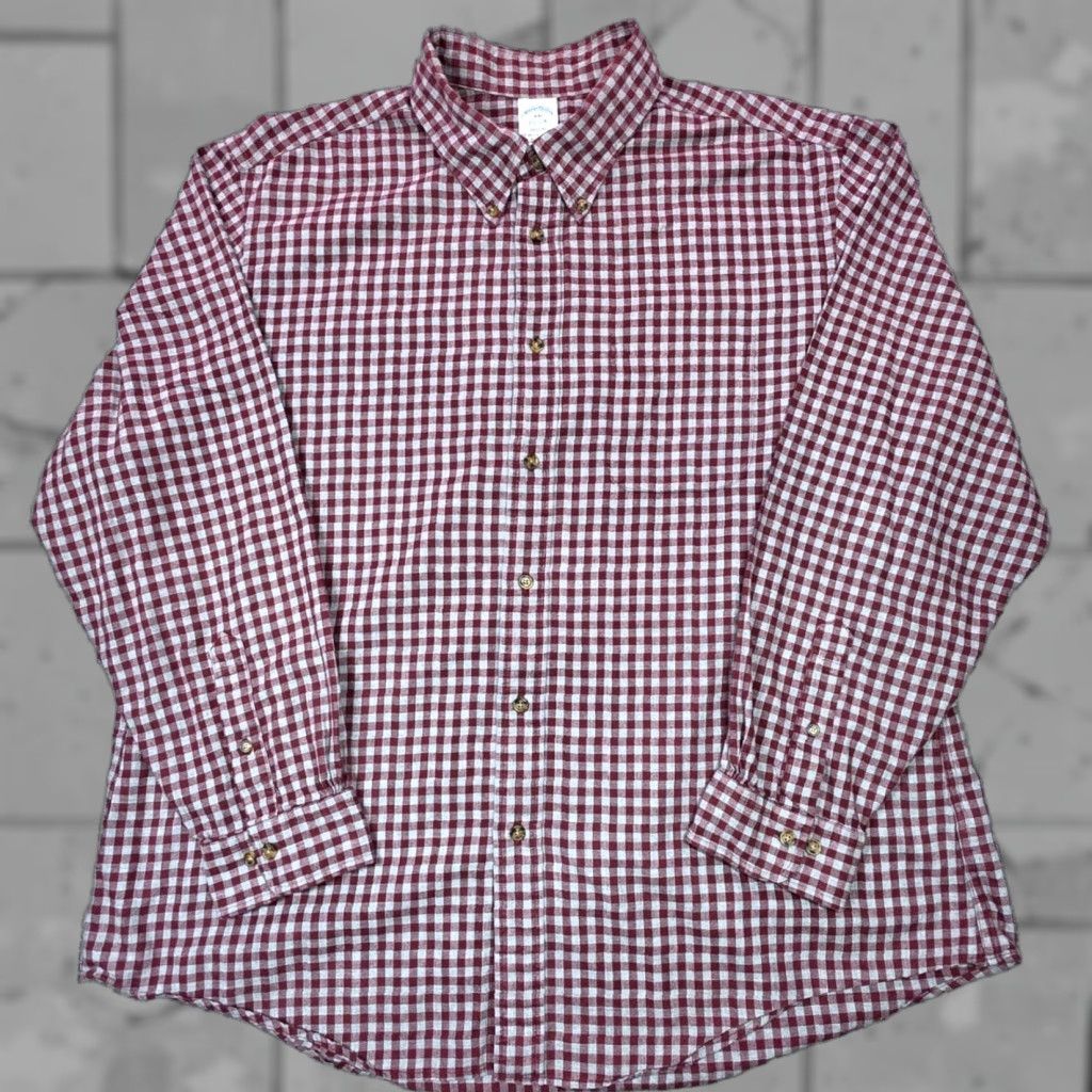 Brooks Brothers Brooks Brothers Button-Up Shirt Long Sleeve 2XL Mens Check Gingham Red Gray Cotton Button-Down Collar Classic Regent Size US XXL / EU 58 / 5 - 1 Thumbnail