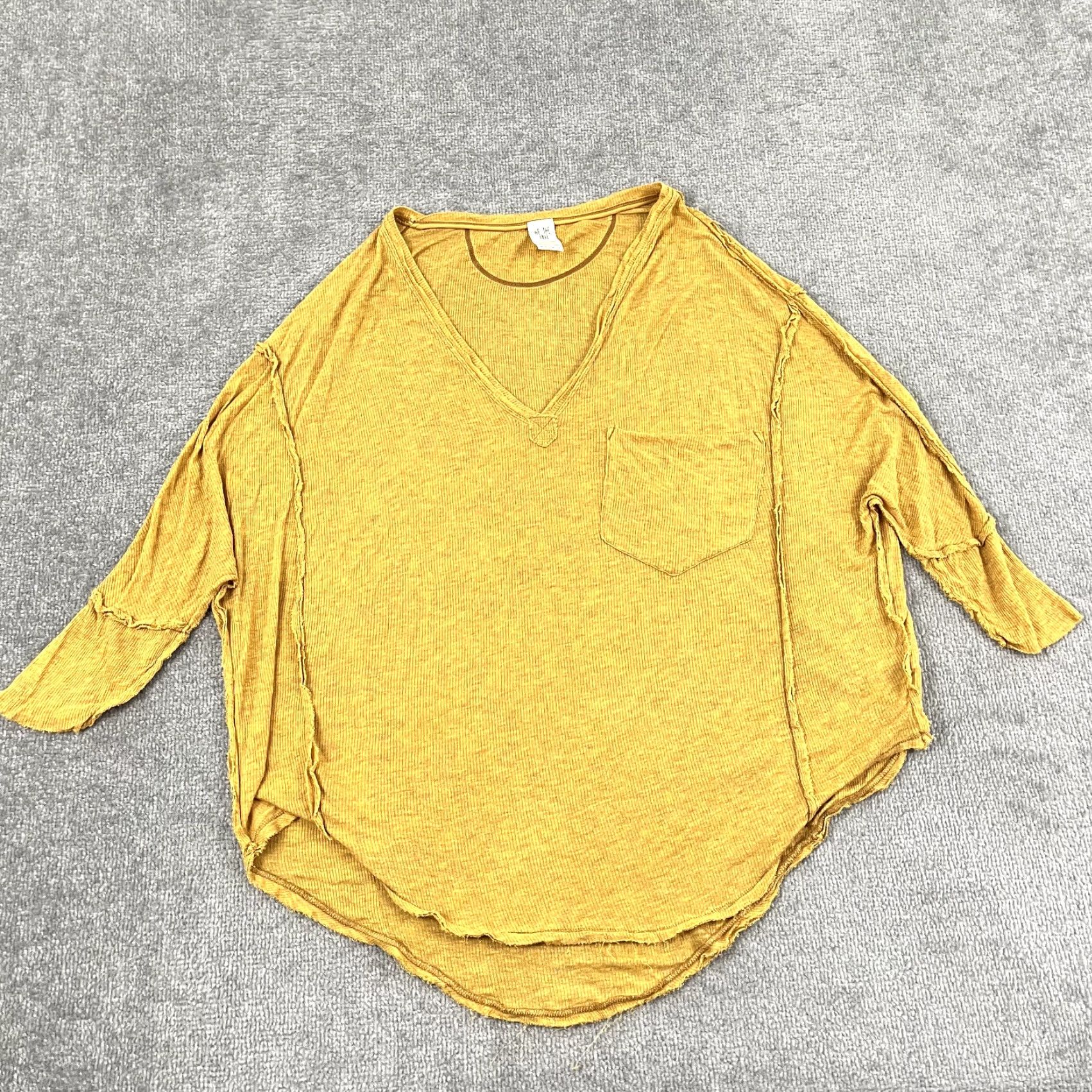 Vintage FREE PEOPLE Shirt Women Small Oversized Yellow Golden Gate Tee Dolman Sleeve Womens Size S / US 4 / IT 40 - 2 Thumbnail