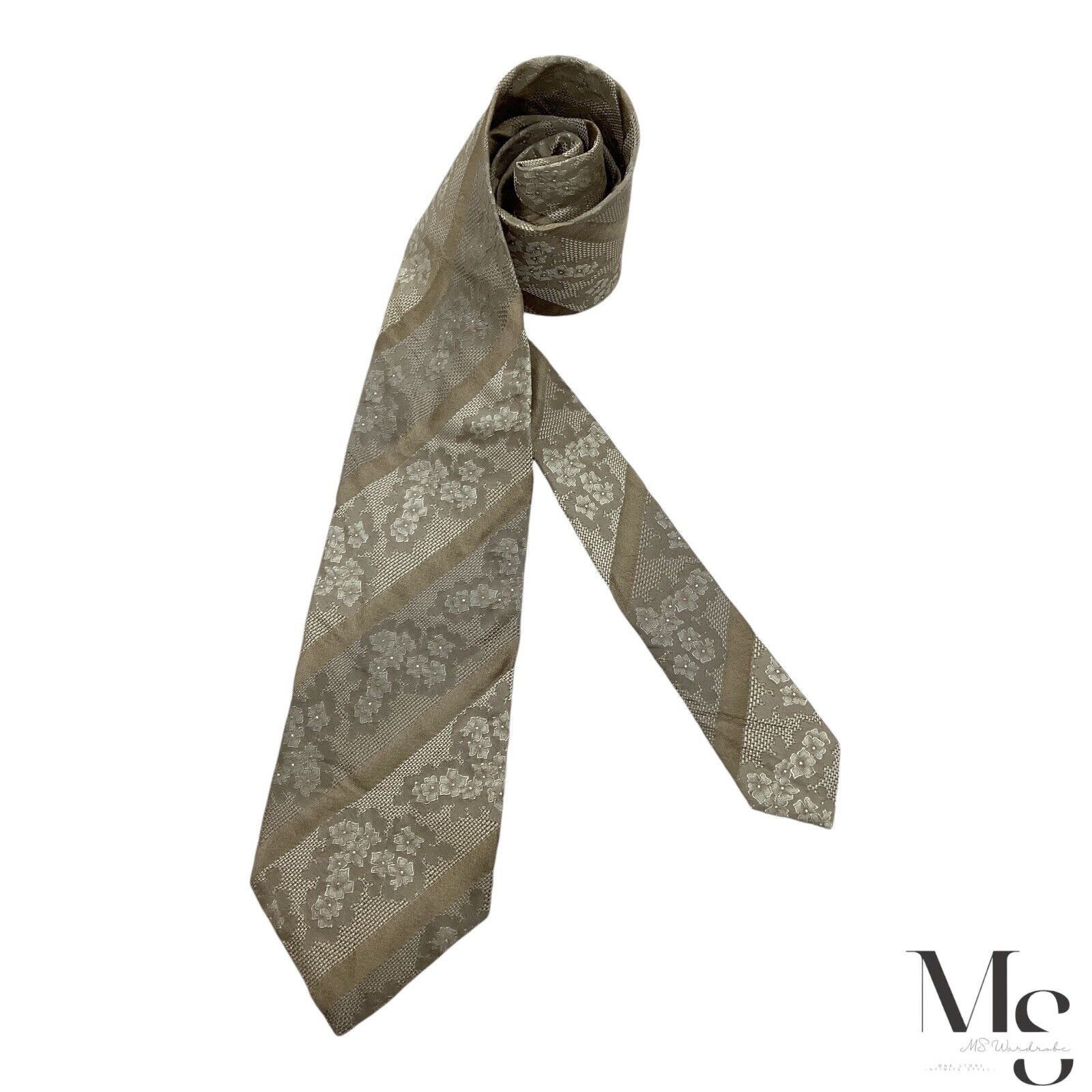 Kenzo KENZO Brown Folral Striped Luxury Silk Tie Made In Italy W: Size ONE SIZE - 1 Thumbnail