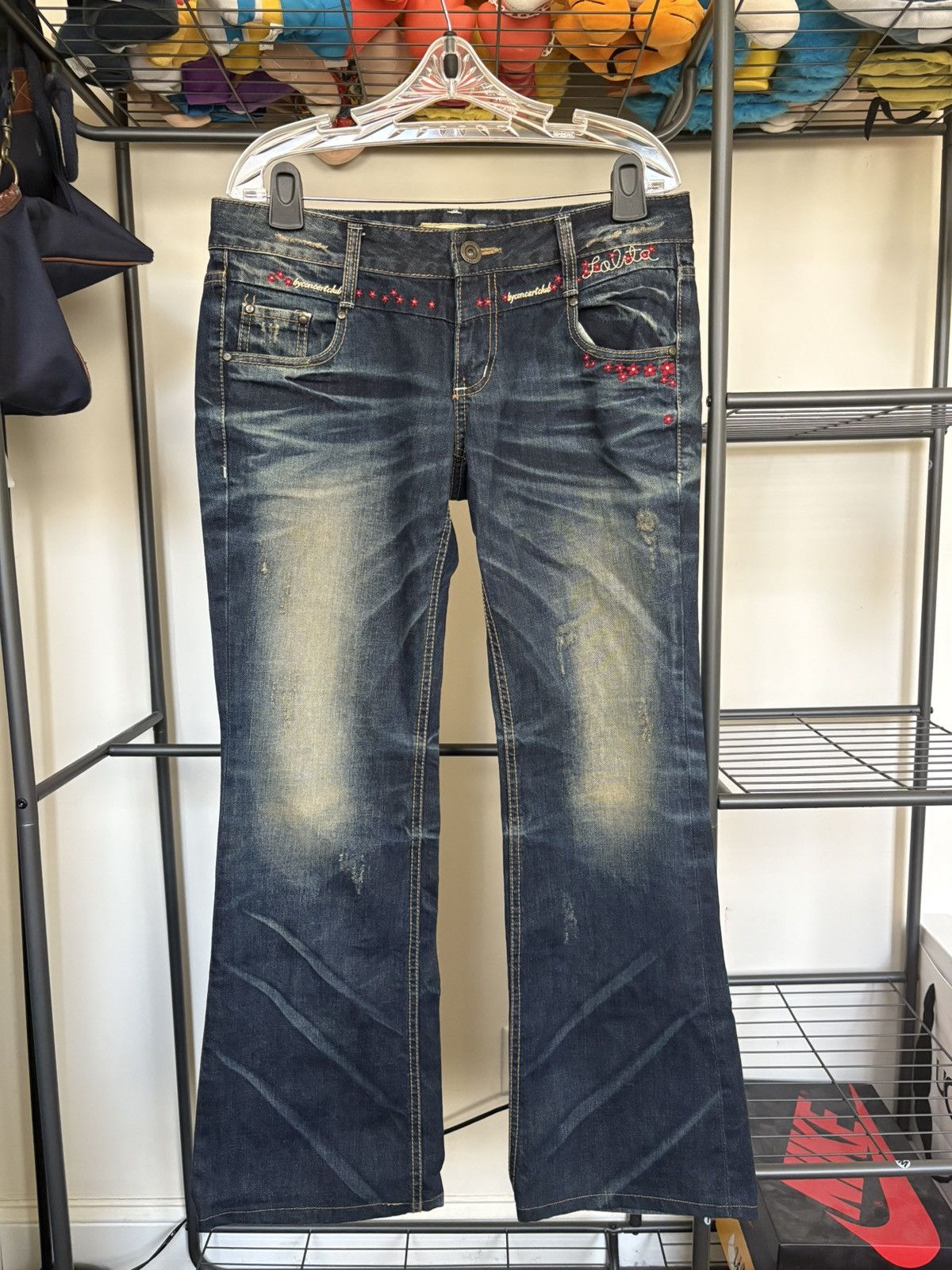 Japanese Brand Floral Embroidered Y2K Lolita Jeans by Concert Club Size US 32 / EU 48 - 1 Thumbnail
