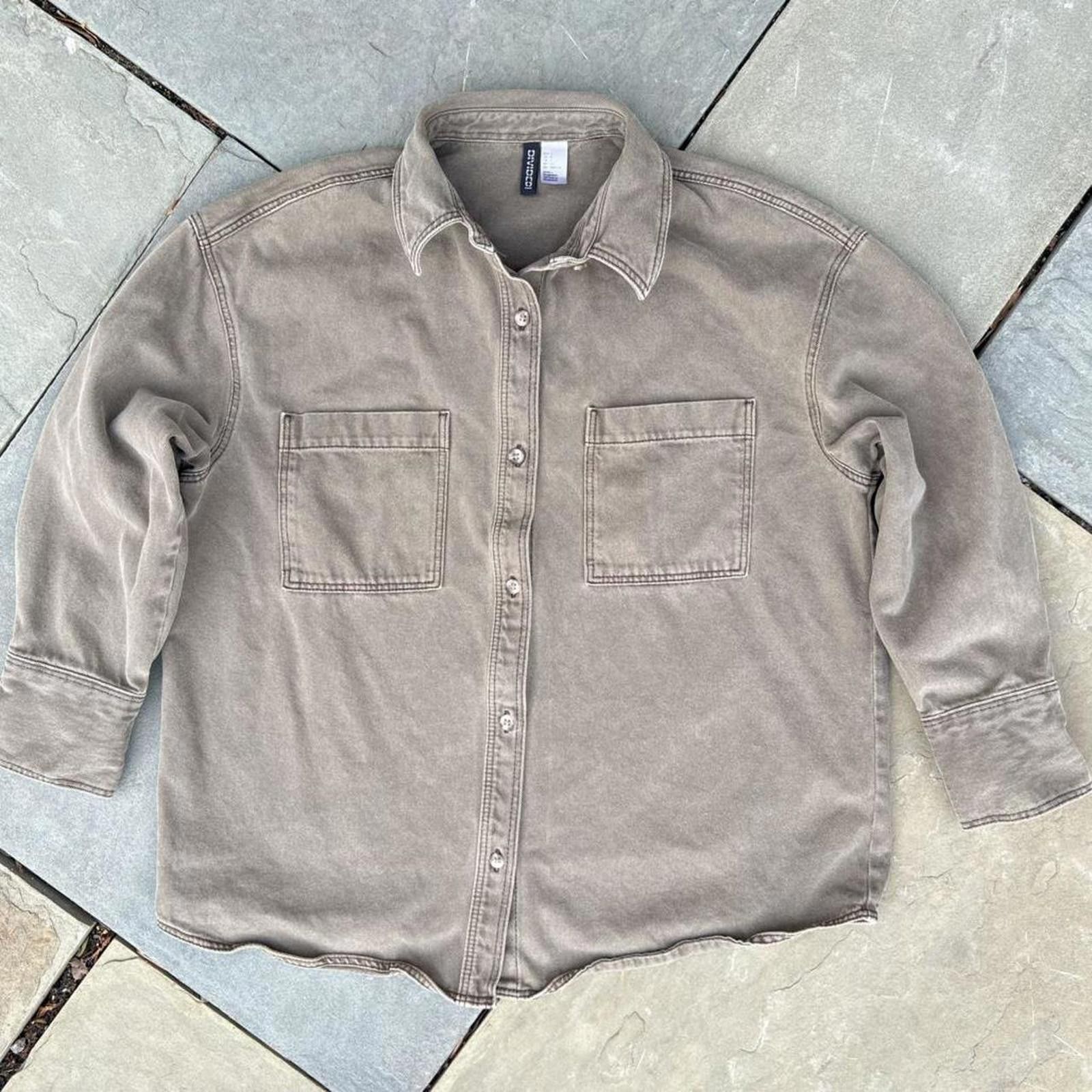 Divided Khaki Olive Denim Utility Work Shirt Size S / US 4 / IT 40 - 1 Thumbnail