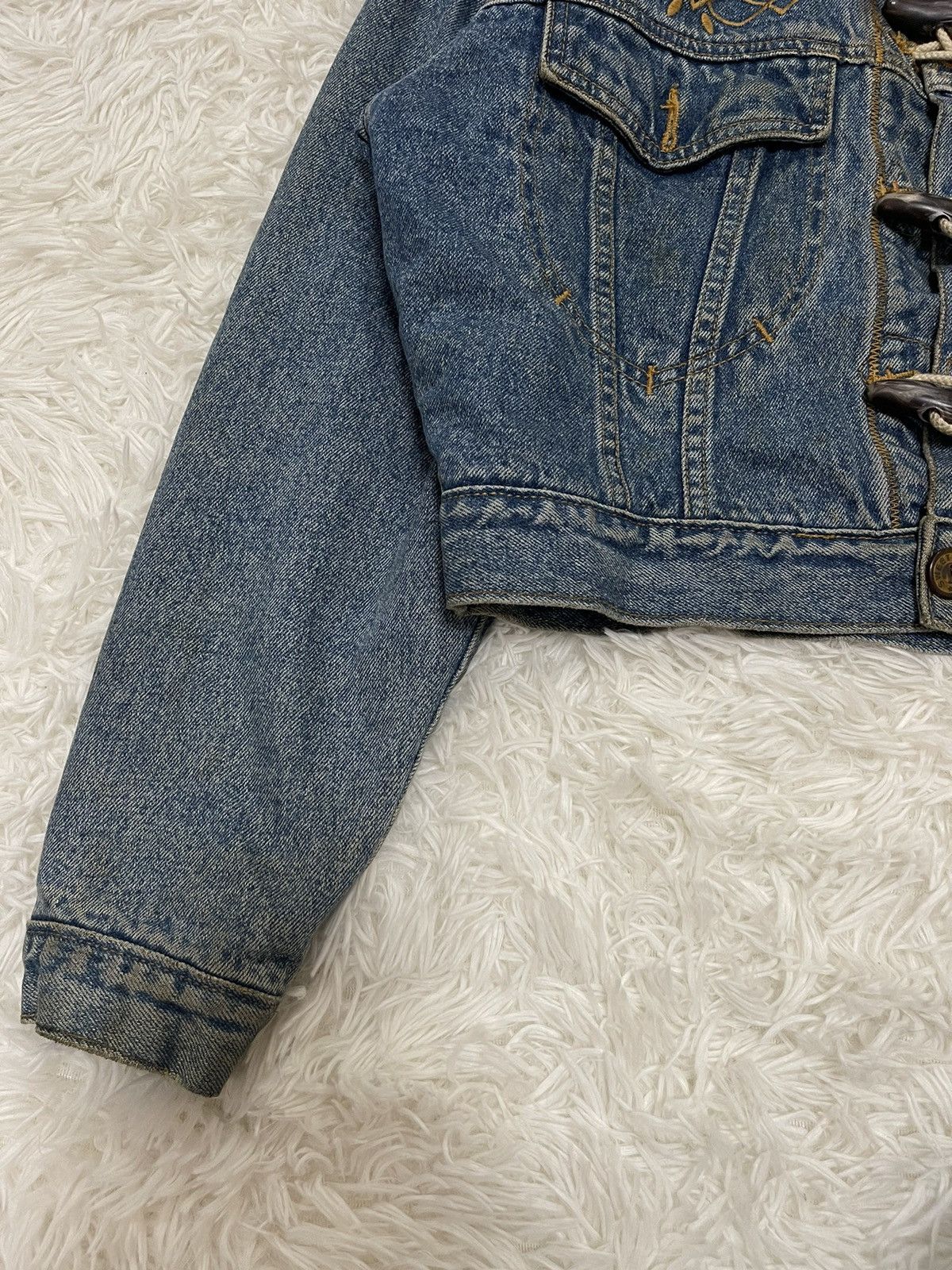 Vintage Sweet Camel Sherpa Lined Button Toggle Croped Denim Jacket Size M / US 6-8 / IT 42-44 - 5 Thumbnail