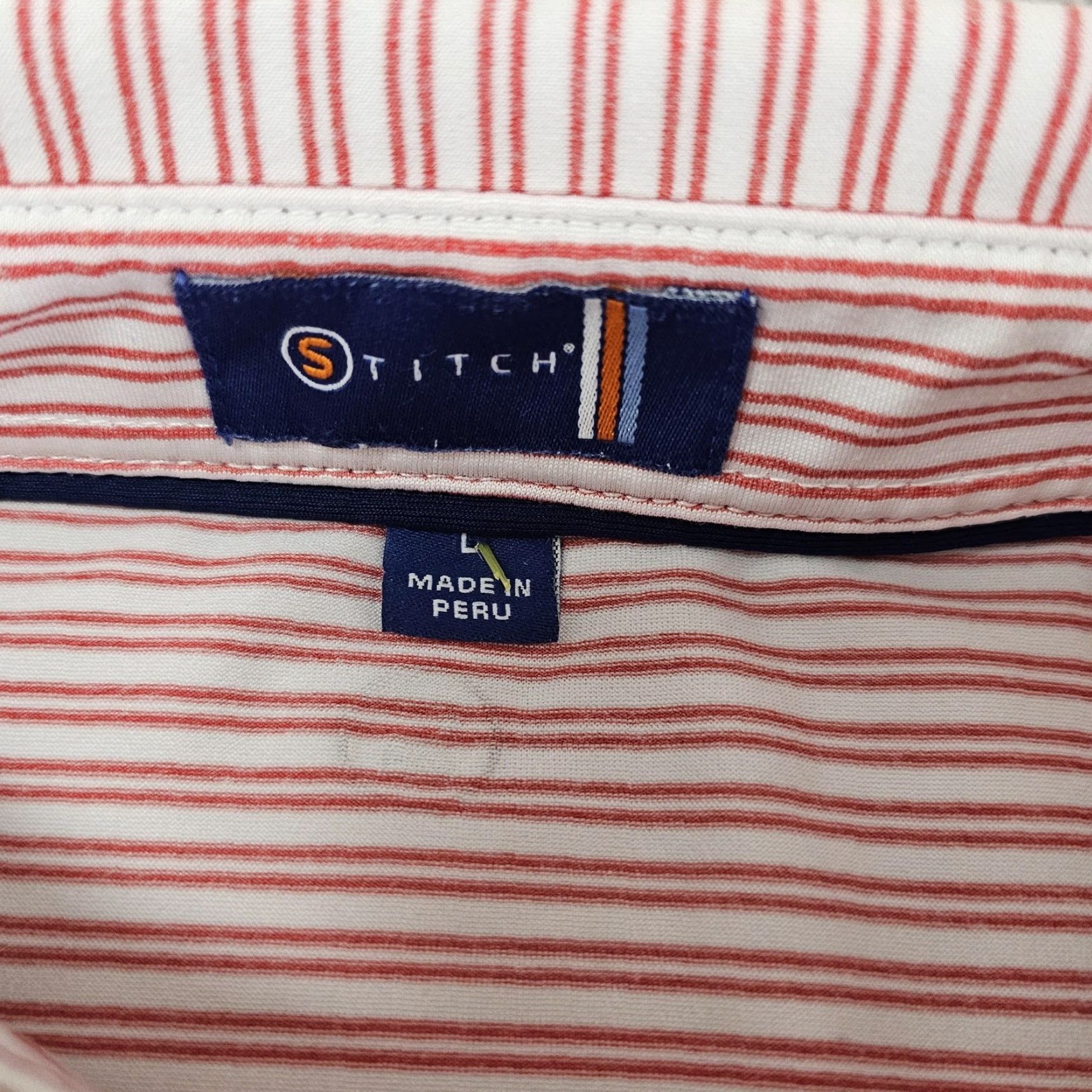 Vintage Stitch Polo Shirt Mens L White Red Stripe Stretch Short Sleeve 3 Button Golf Shirt Size US L / EU 52-54 / 3 - 3 Thumbnail