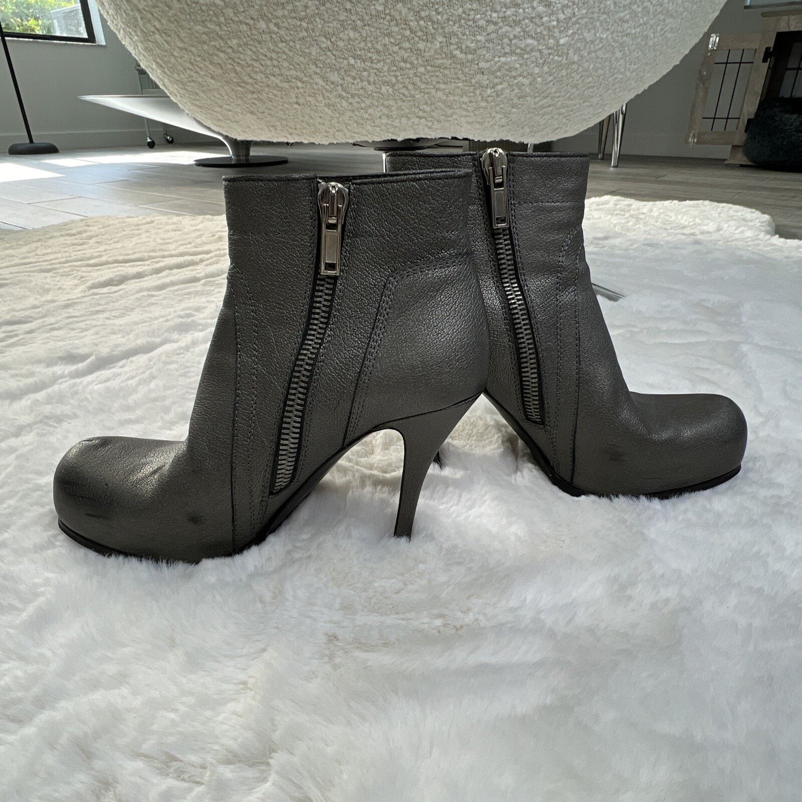 Rick Owens RICK OWENS-Leather Metallic Bootie/Heel’s- 37Made In Italy Size US 7 / IT 37 - 3 Thumbnail