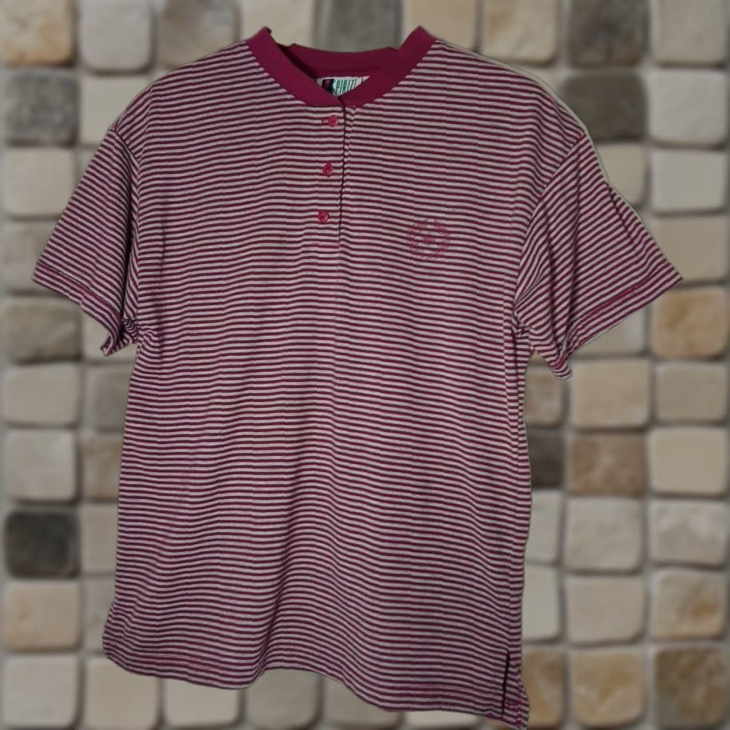 Vintage VINTAGE Bold Spirit Shirt Womens S Pink Gray Crew Neck Short Sleeve Button Knit 1990s Grunge Basic Crest Casual Size S / US 4 / IT 40 - 1 Thumbnail