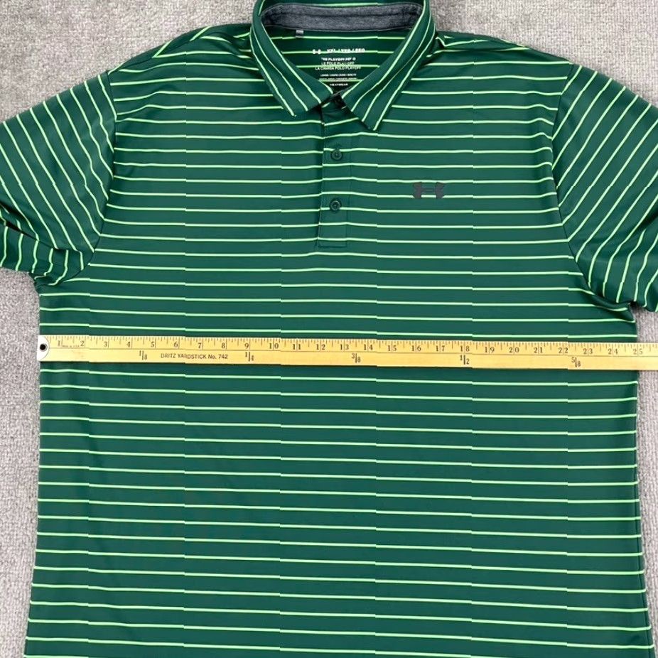 Under Armour Under Armour Polo Shirt 2XL Green Striped Neon Performance Golf Sports Mens Size US XXL / EU 58 / 5 - 6 Thumbnail