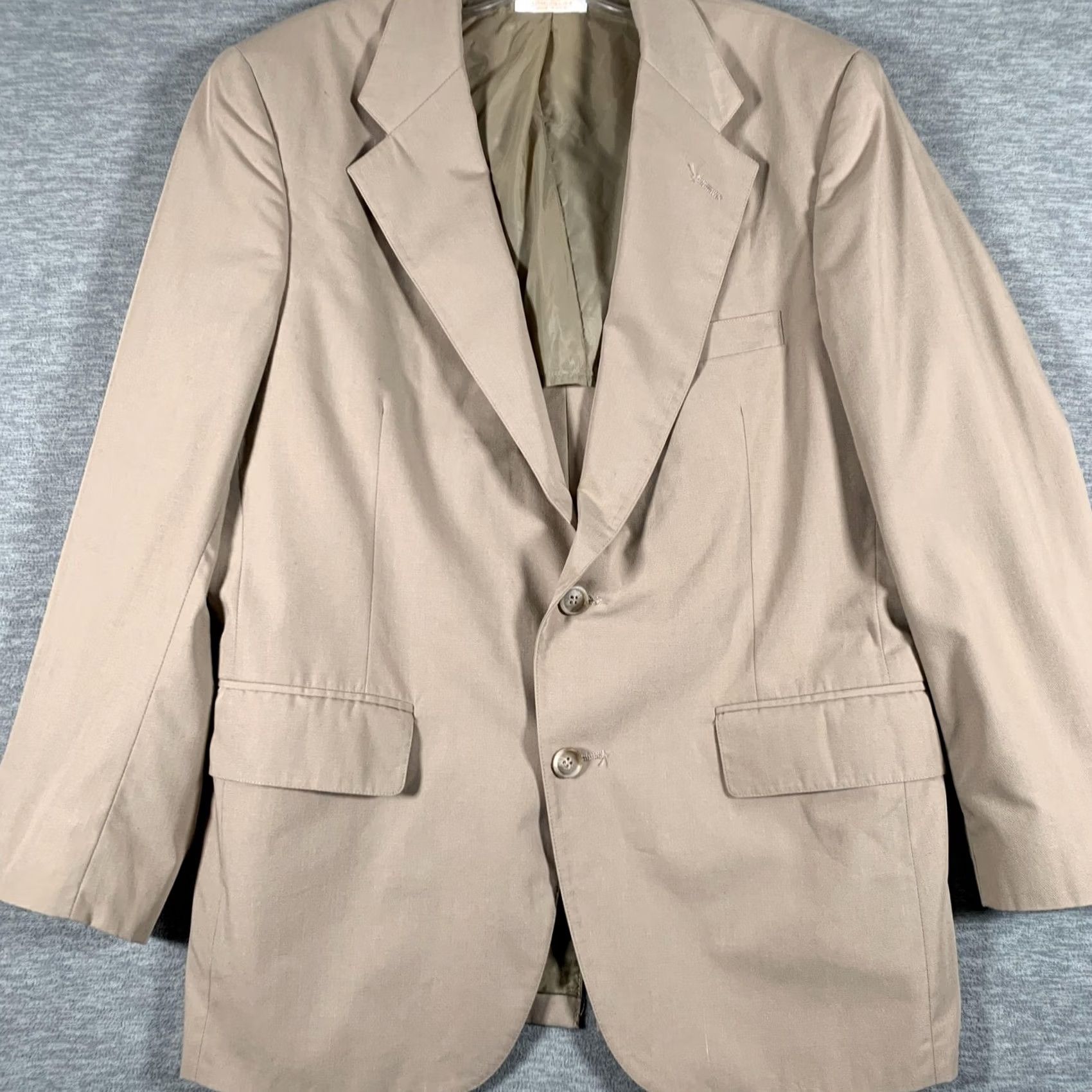 Brooks Brothers Vintage Brooks Brothers Blazer Mens 44 Beige Washable Sport Coat Made USA 80s Size 44R - 3 Thumbnail
