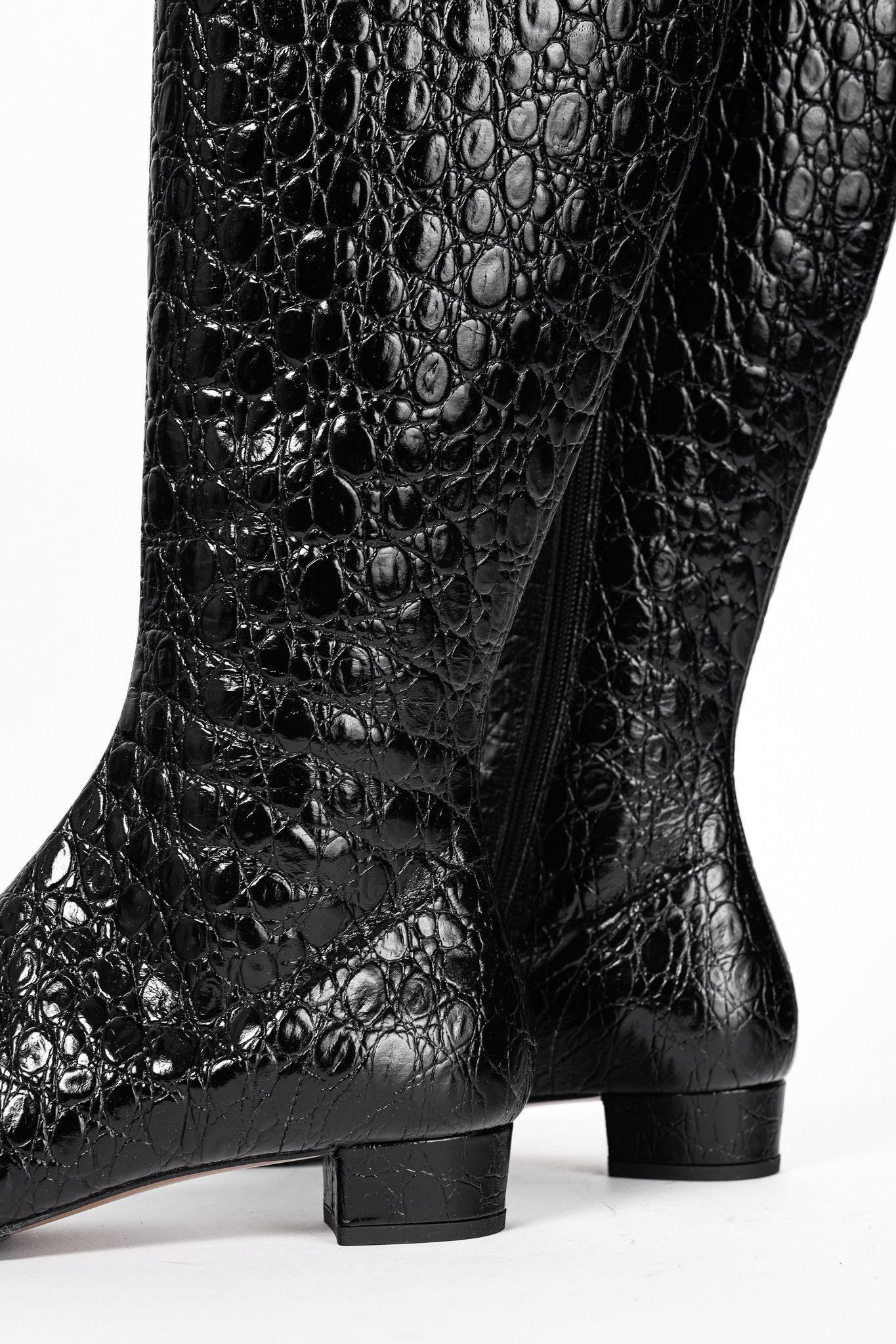 By Far BY FAR Edie Circular Croco-Embossed Leather Knee-High Boots Size US 8.5 / IT 38.5 - 7 Thumbnail
