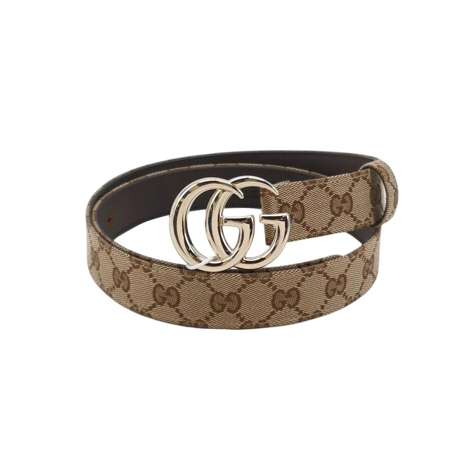 Gucci Gg Logo Canvas Belt Size 38 in Brown, Men's