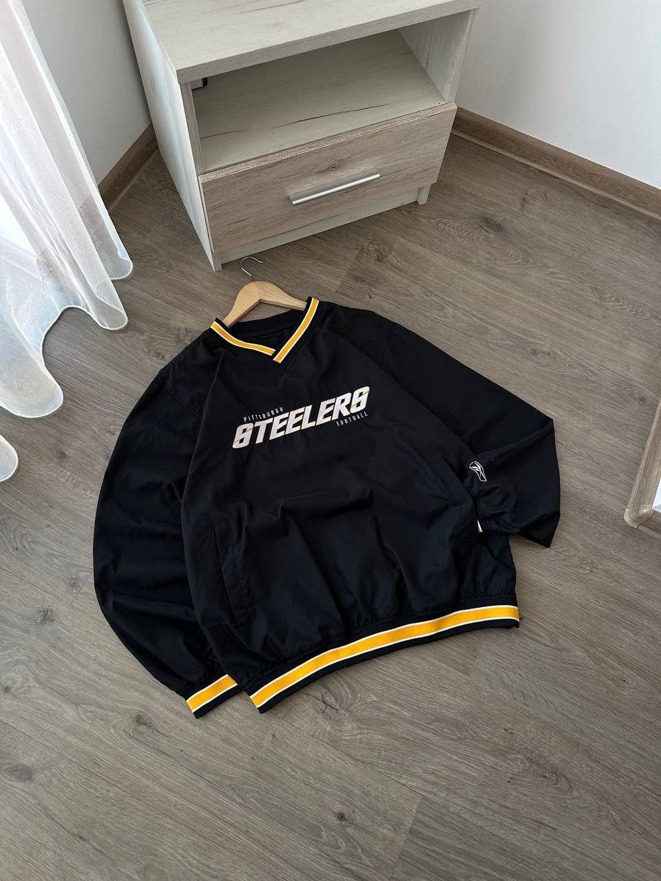 NFL × Vintage Vintage NFL Reebok Steelers Nylon Black Sweatshirt Size US L / EU 52-54 / 3 - 9 Thumbnail