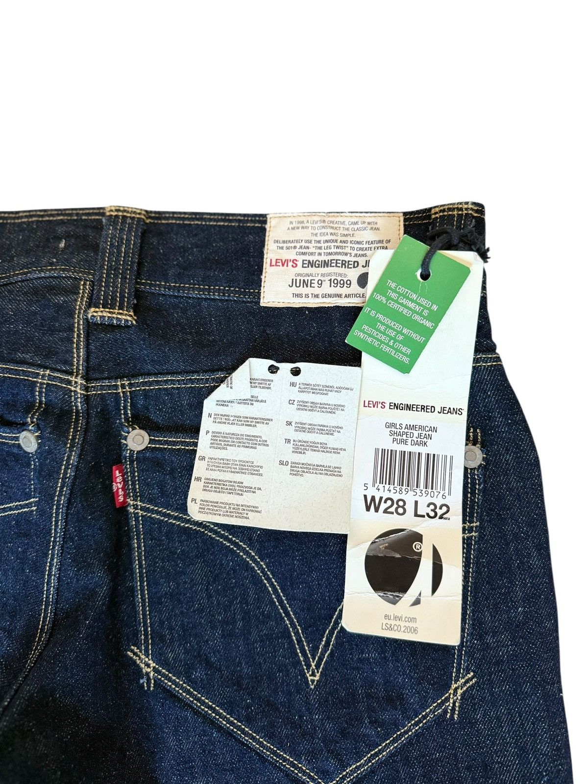 Levi's 1999 Levi’s Engineered Navy Baggy Flared Twisted Denim Jeans Size 28" / US 6 / IT 42 - 4 Thumbnail