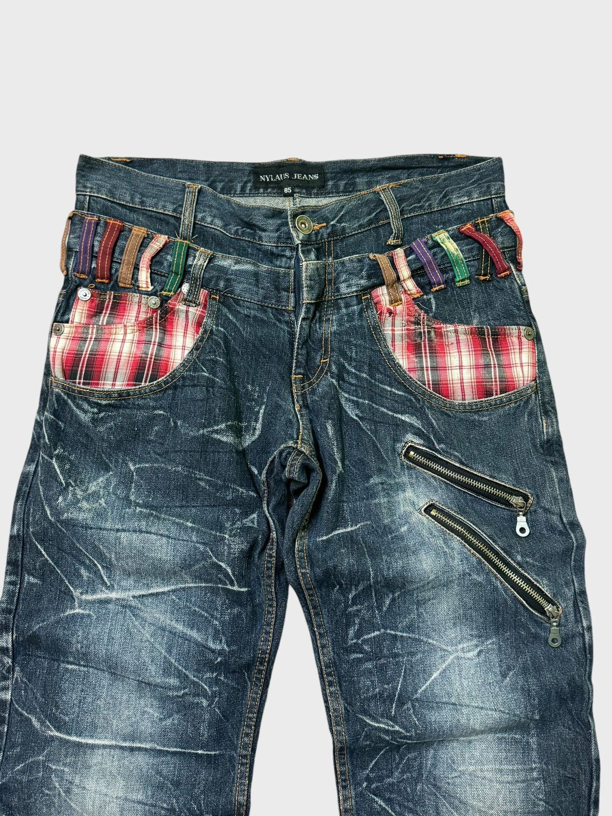 Hysteric Glamour × Japanese Brand × Seditionaries VTG NYLAUS DOUBLE WAIST ZIPPER PUNKY CLAW MARK DENIM JEANS Size US 32 / EU 48 - 3 Thumbnail