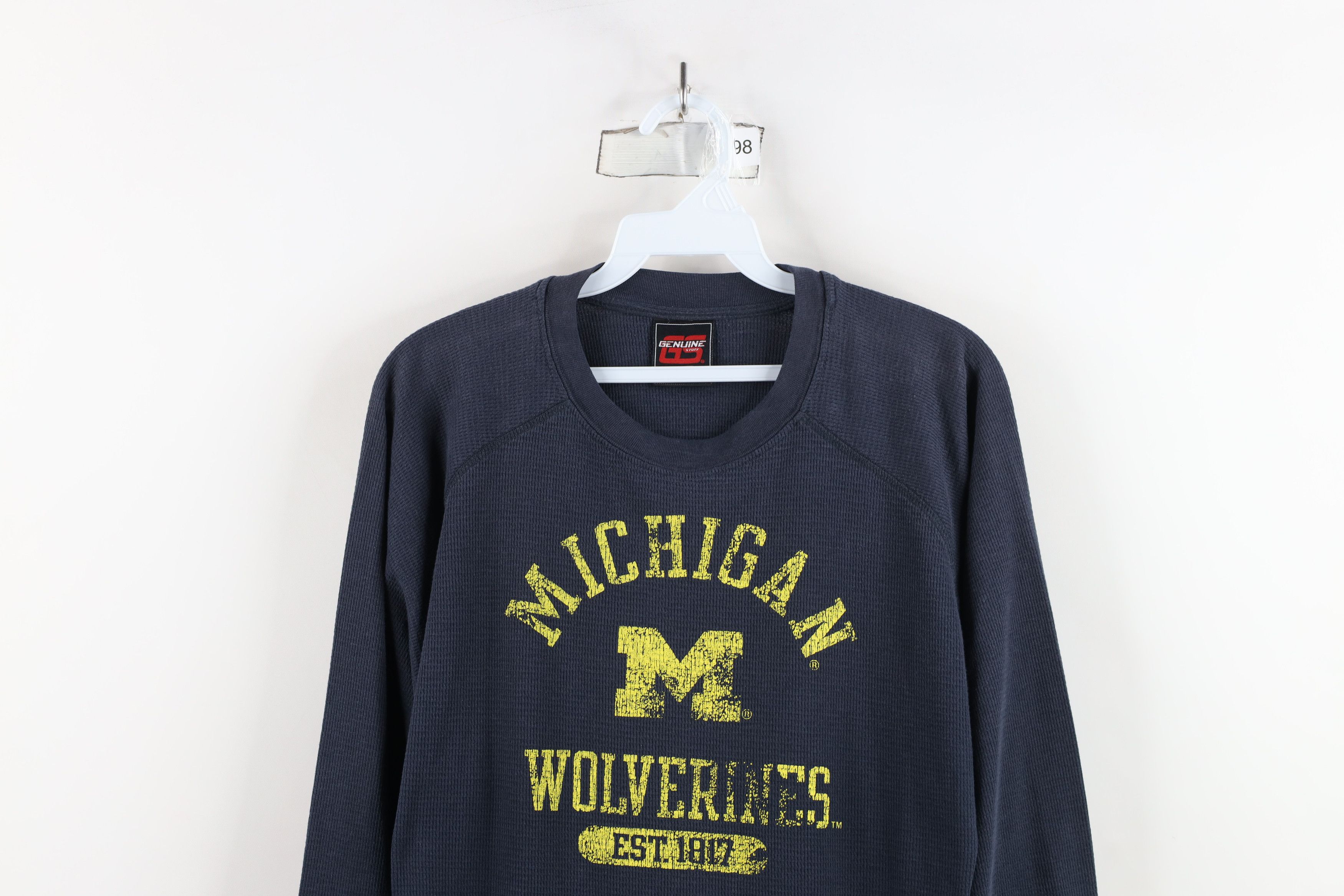 Vintage Vintage 90s University of Michigan Waffle Knit T-Shirt Size US L / EU 52-54 / 3 - 2 Thumbnail