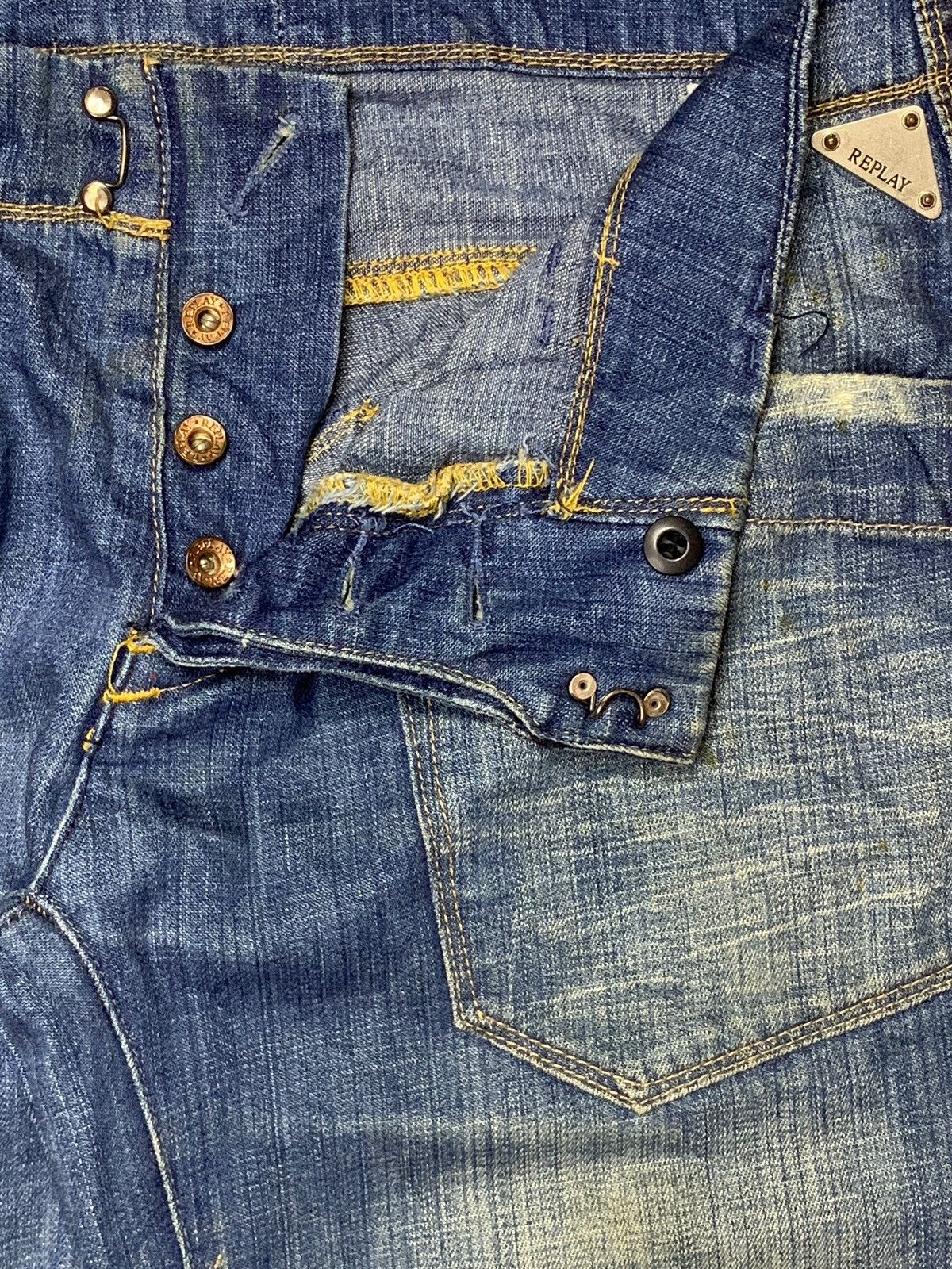 Replay Vintage Replay Mud Wash Distressed Style Jeans Size US 33 - 3 Thumbnail