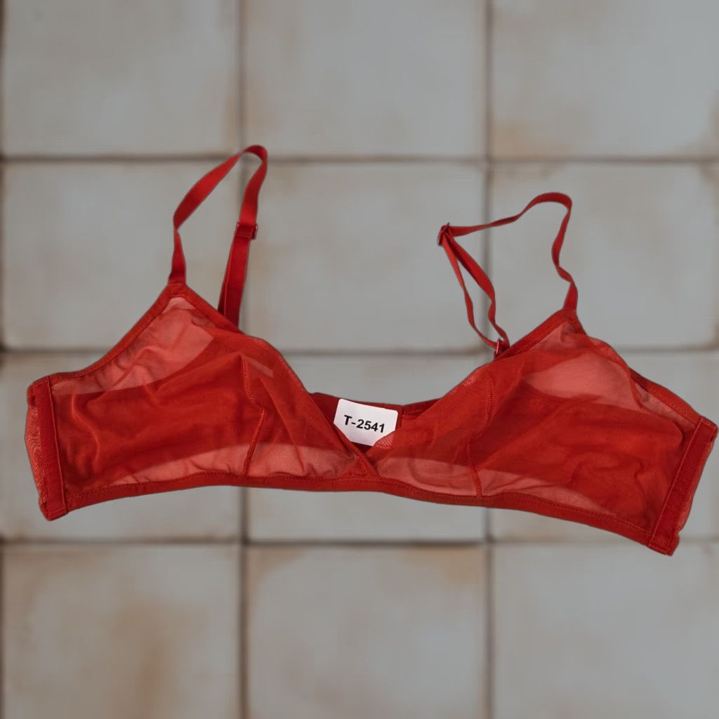 Vintage Skims Bra XL Red Sheer Wireless Adjustable Straps T-Shirt Classic Womens
