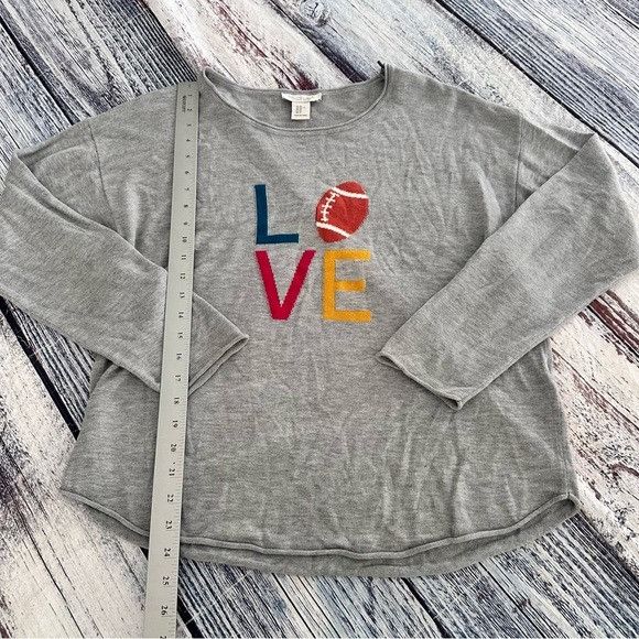 Rachel Zoe Rachel Zoe Gray Cashmere Blend “Love Football” Knit Sweater Size XL / US 12-14 / IT 48-50 - 8 Thumbnail
