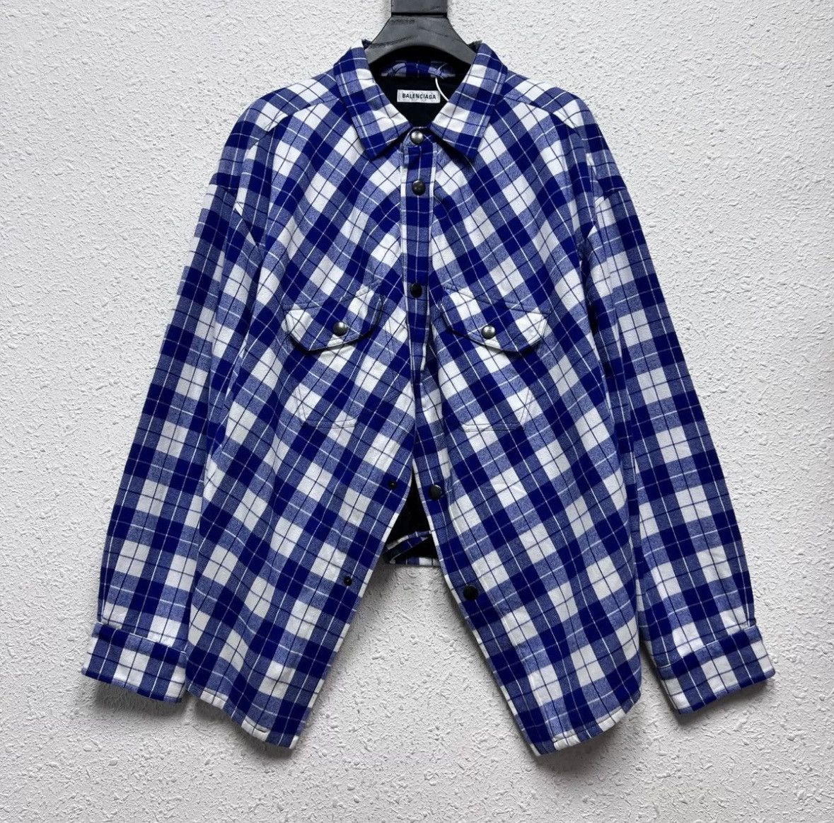 Balenciaga Balenciaga white and blue checked cotton jacket Size US S / EU 44-46 / 1 - 1 Thumbnail