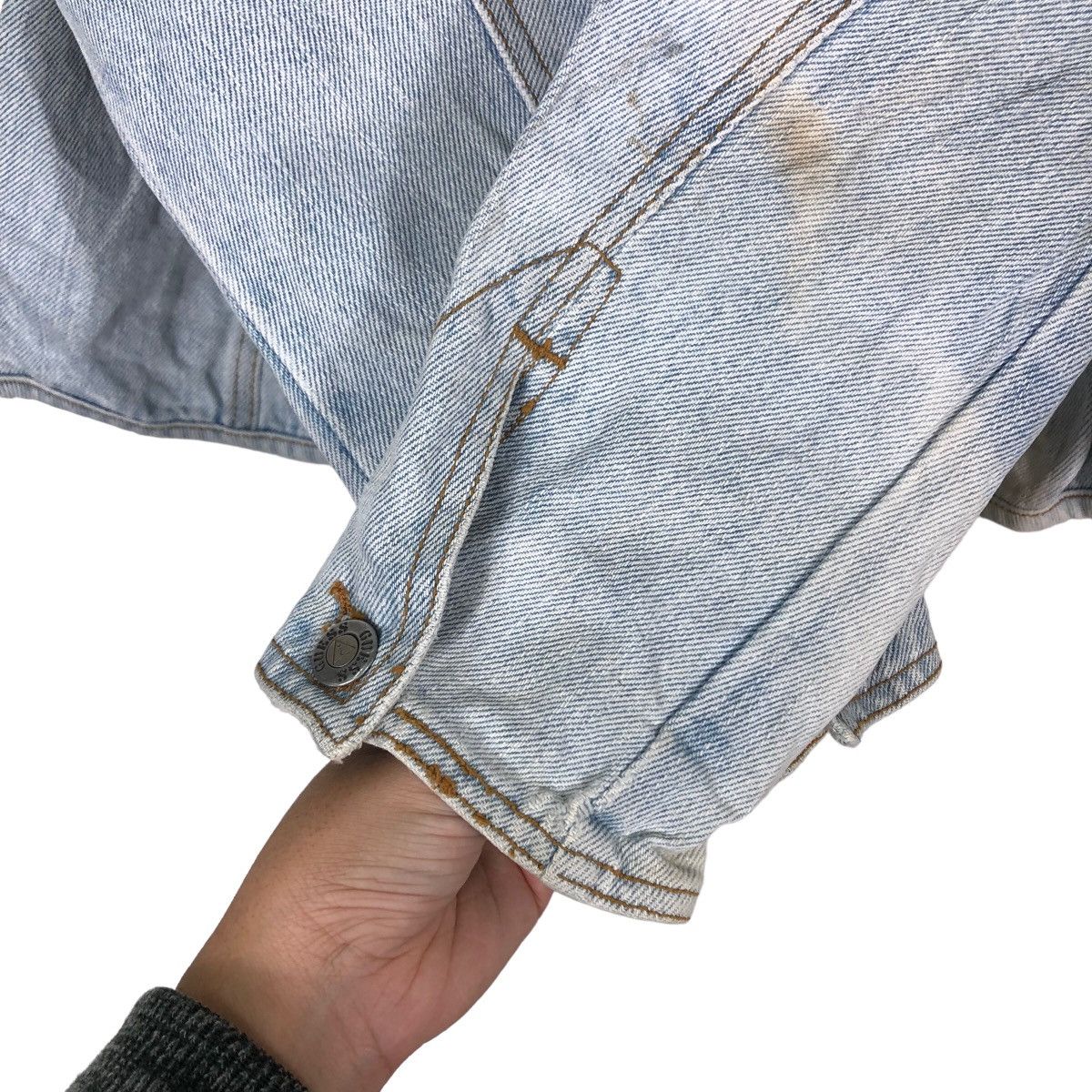 Guess 🔥90’s Cropped Biker Trucker Denim Jacket Guess USA AcidWash Size US L / EU 52-54 / 3 - 12 Thumbnail