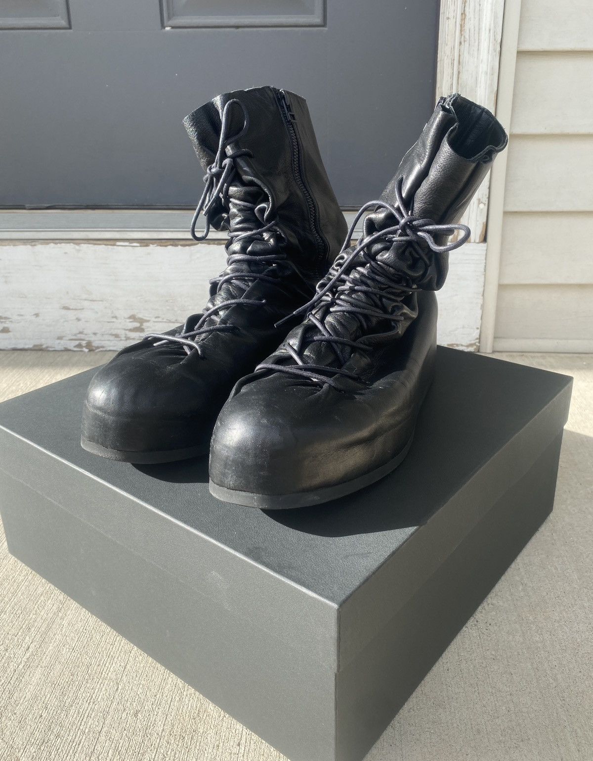 Yohji Yamamoto lace-up leather ankle boots - Black