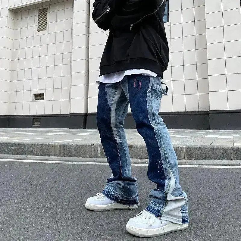 Japanese Brand Paint Splatter Stacked Denim Jeans y2k retro Size US 32 / EU 48 - 4 Thumbnail