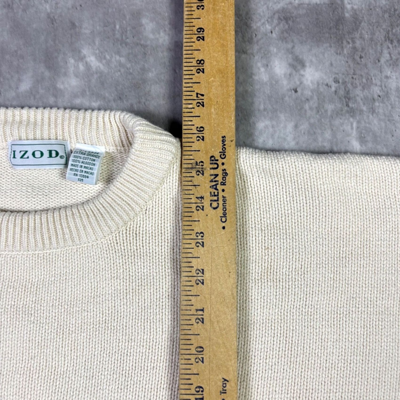 Izod VINTAGE IZOD Mens XL Cream Cotton Knit Golf Embroidered Crewneck Sweater Size US XL / EU 56 / 4 - 5 Thumbnail