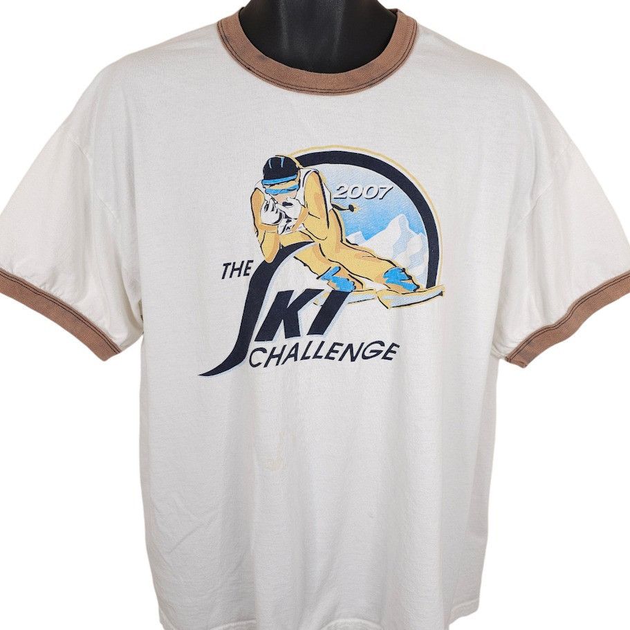 Gildan Ski Challenge T Shirt Mens Size XL White Y2K 2007 Downhill Size US XL / EU 56 / 4 - 1 Thumbnail