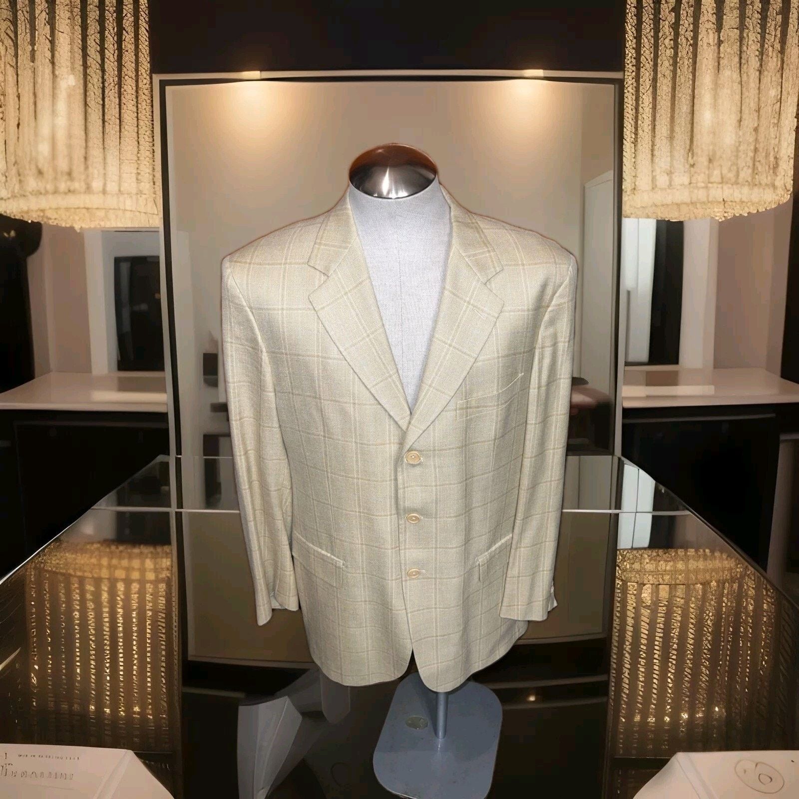 Ermenegildo Zegna ERMENEGILDO ZEGNA Beige 3 Button Mens Blazer 42L US blazer Size 42L - 1 Thumbnail