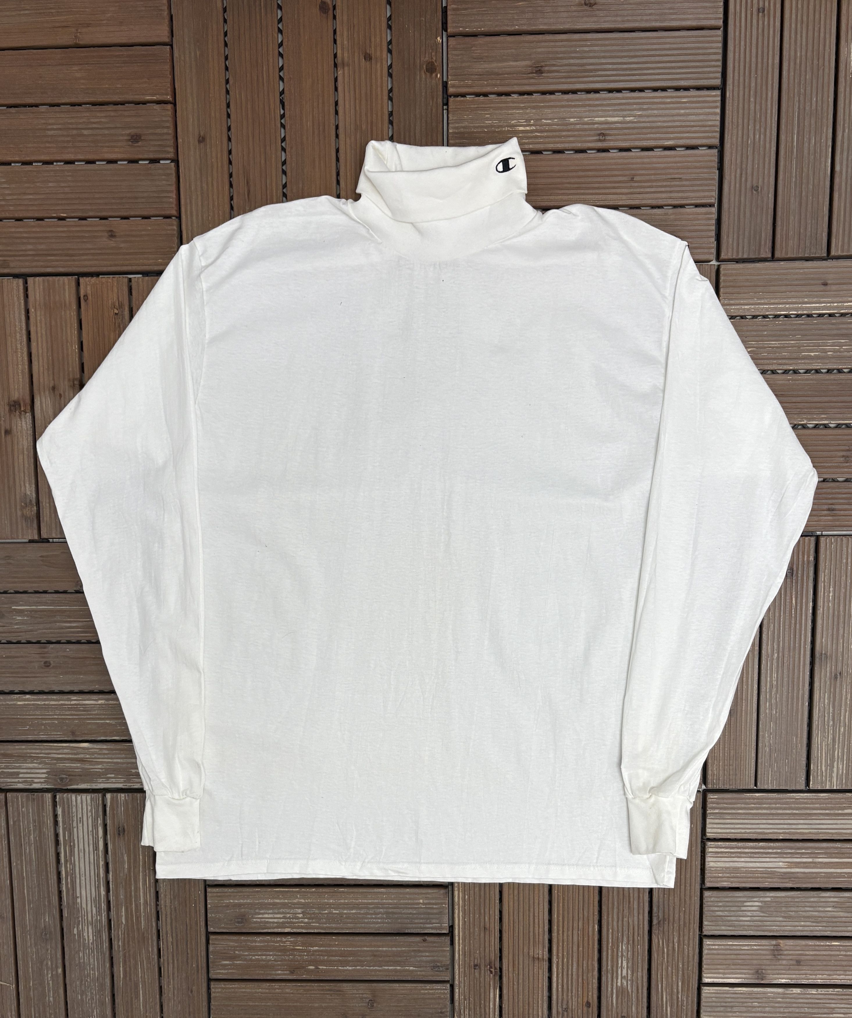 Champion × Vintage Champion Embroidered Vintage White Turtleneck T-Shirt Size US L / EU 52-54 / 3 - 1 Thumbnail