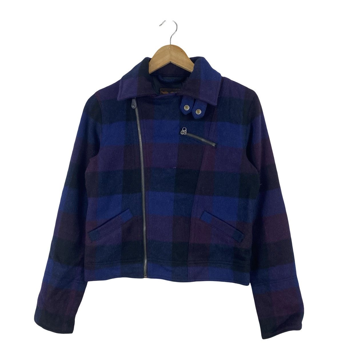 Vintage Vintage LUI’S Cropped Biker Jacket Check Asymmetric Zip Size S / US 4 / IT 40 - 5 Thumbnail