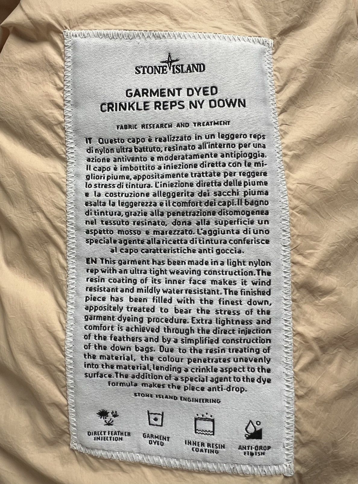 Stone Island Stone Island | Garment Dyed Reps NY Down | Beige | Size L Size US L / EU 52-54 / 3 - 16 Thumbnail